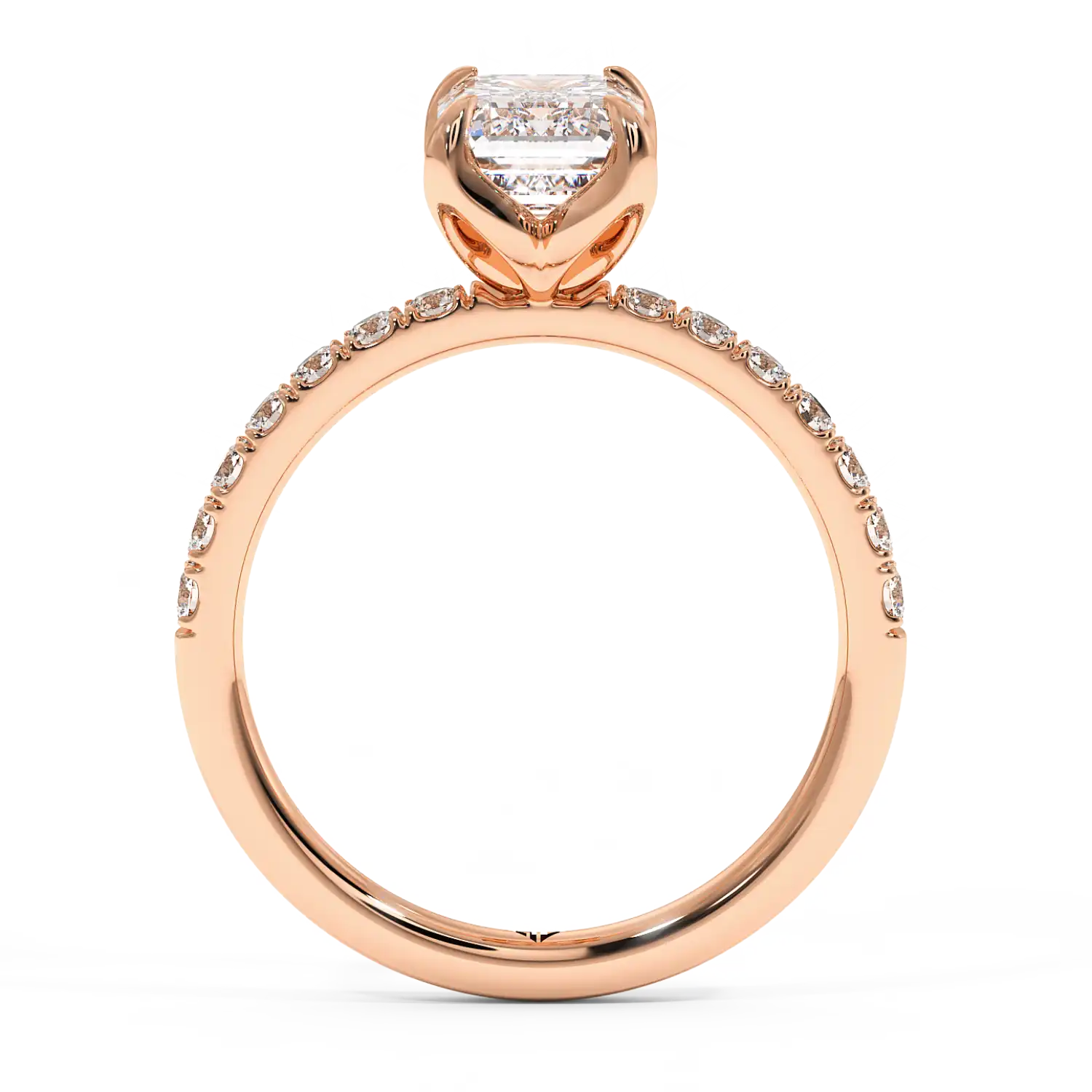 18K Rose Gold Stella Diamond Shoulder Engagement Ring