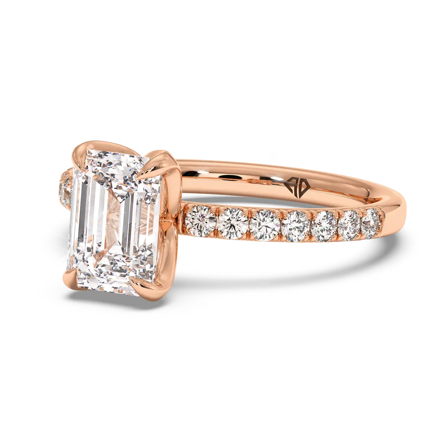 18K Rose Gold Stella Diamond Shoulder Engagement Ring