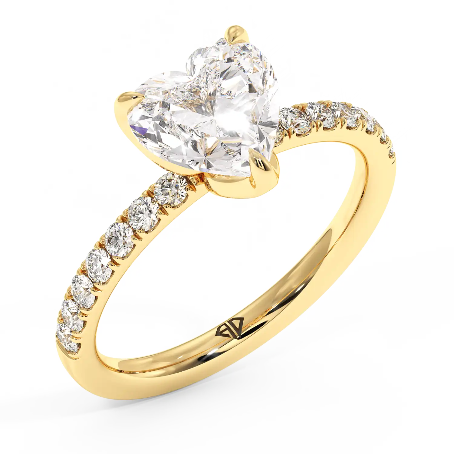18K Yellow Gold Stella Diamond Shoulder Engagement Ring