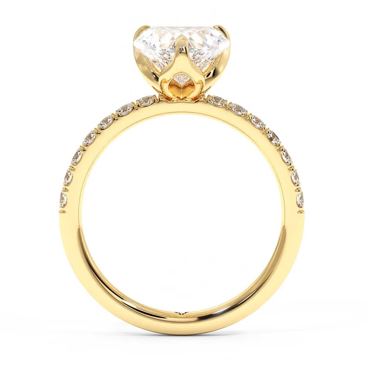 18K Yellow Gold Stella Diamond Shoulder Engagement Ring