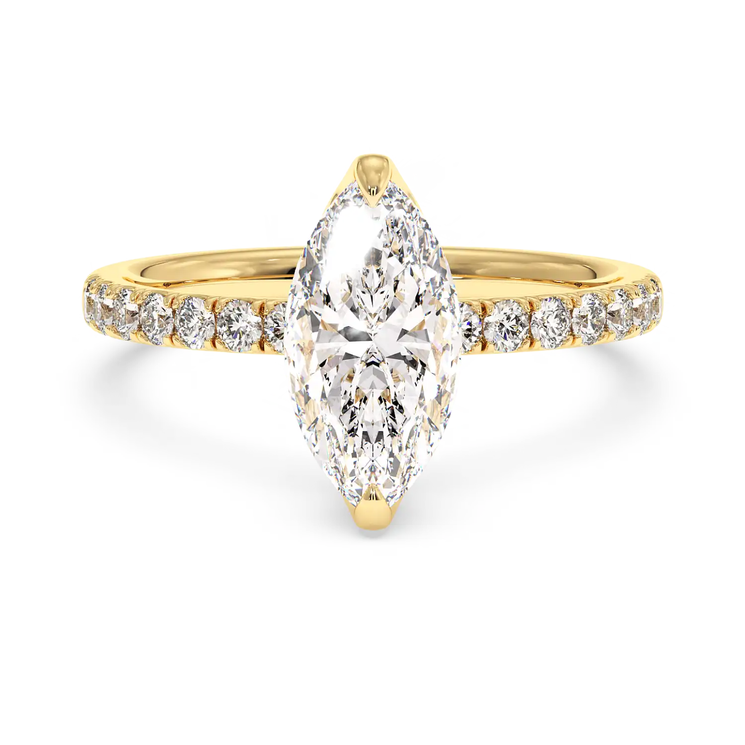 18K Yellow Gold Stella Diamond Shoulder Engagement Ring