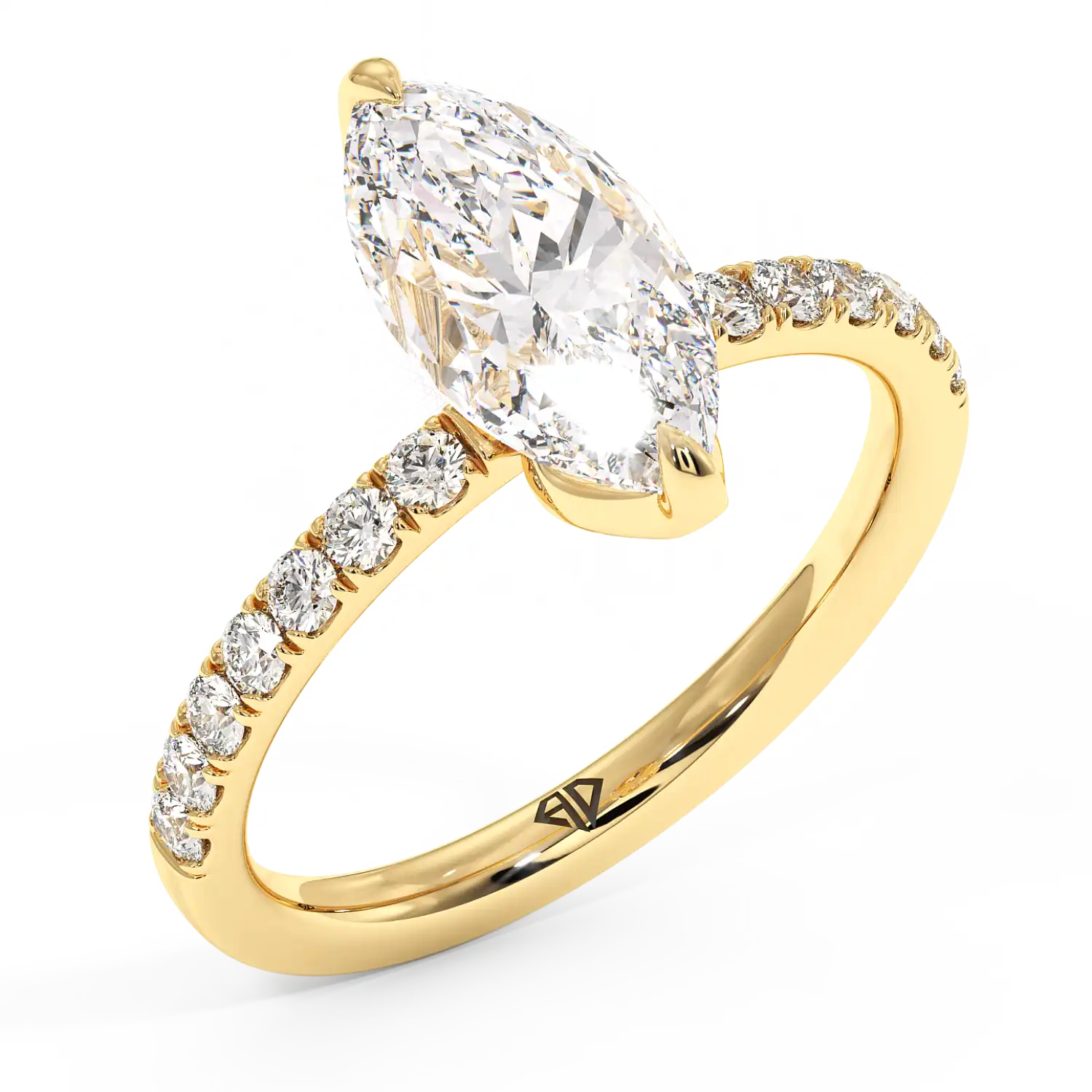 18K Yellow Gold Stella Diamond Shoulder Engagement Ring