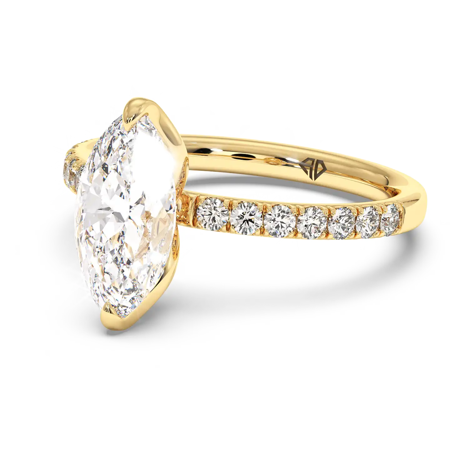 18K Yellow Gold Stella Diamond Shoulder Engagement Ring