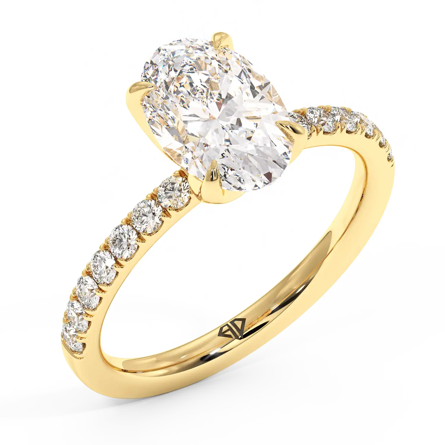 18K Yellow Gold Stella Diamond Shoulder Engagement Ring