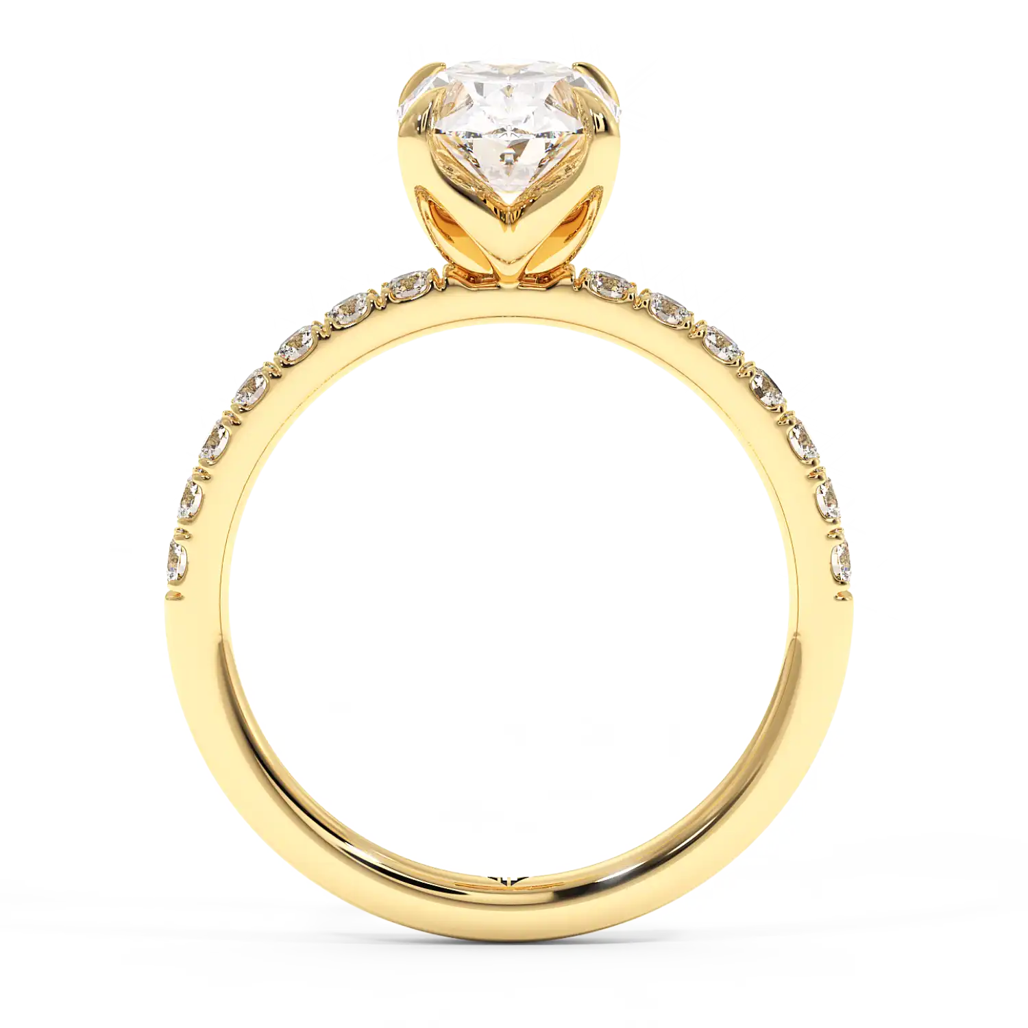 18K Yellow Gold Stella Diamond Shoulder Engagement Ring