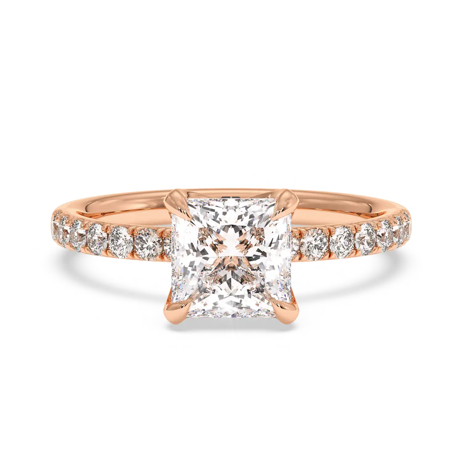 18K Rose Gold Stella Diamond Shoulder Engagement Ring