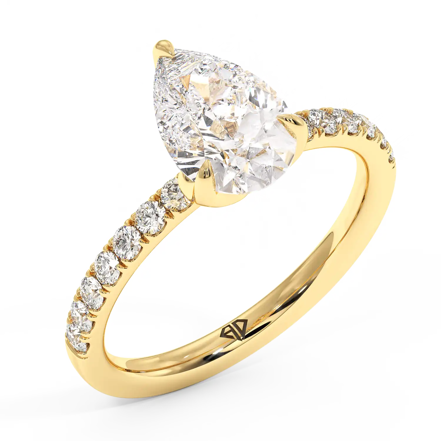 18K Yellow Gold Stella Diamond Shoulder Engagement Ring