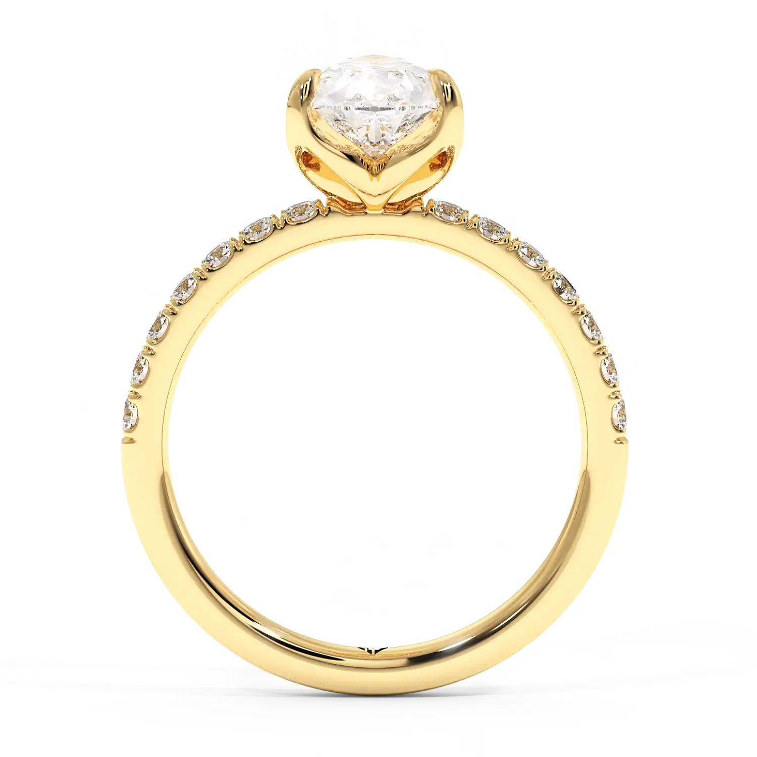 18K Yellow Gold Stella Diamond Shoulder Engagement Ring
