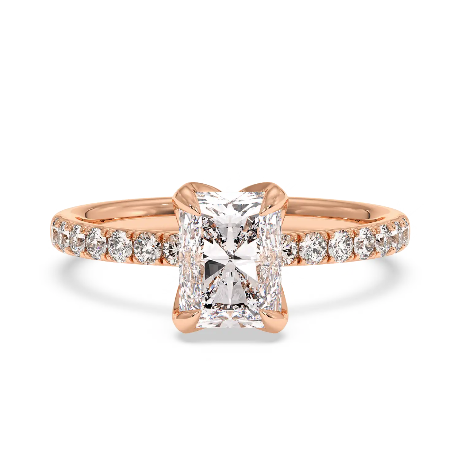 18K Rose Gold Stella Diamond Shoulder Engagement Ring