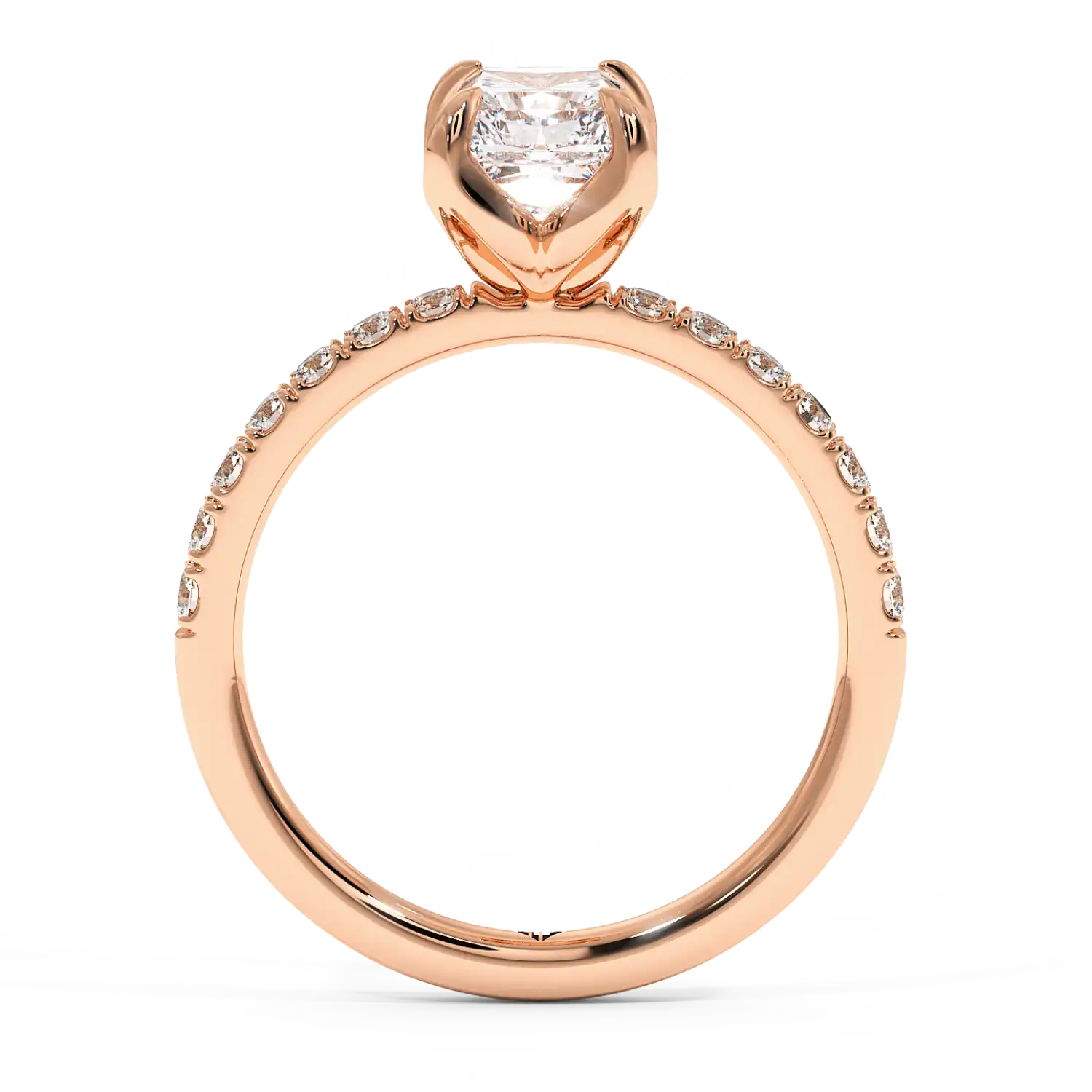 18K Rose Gold Stella Diamond Shoulder Engagement Ring