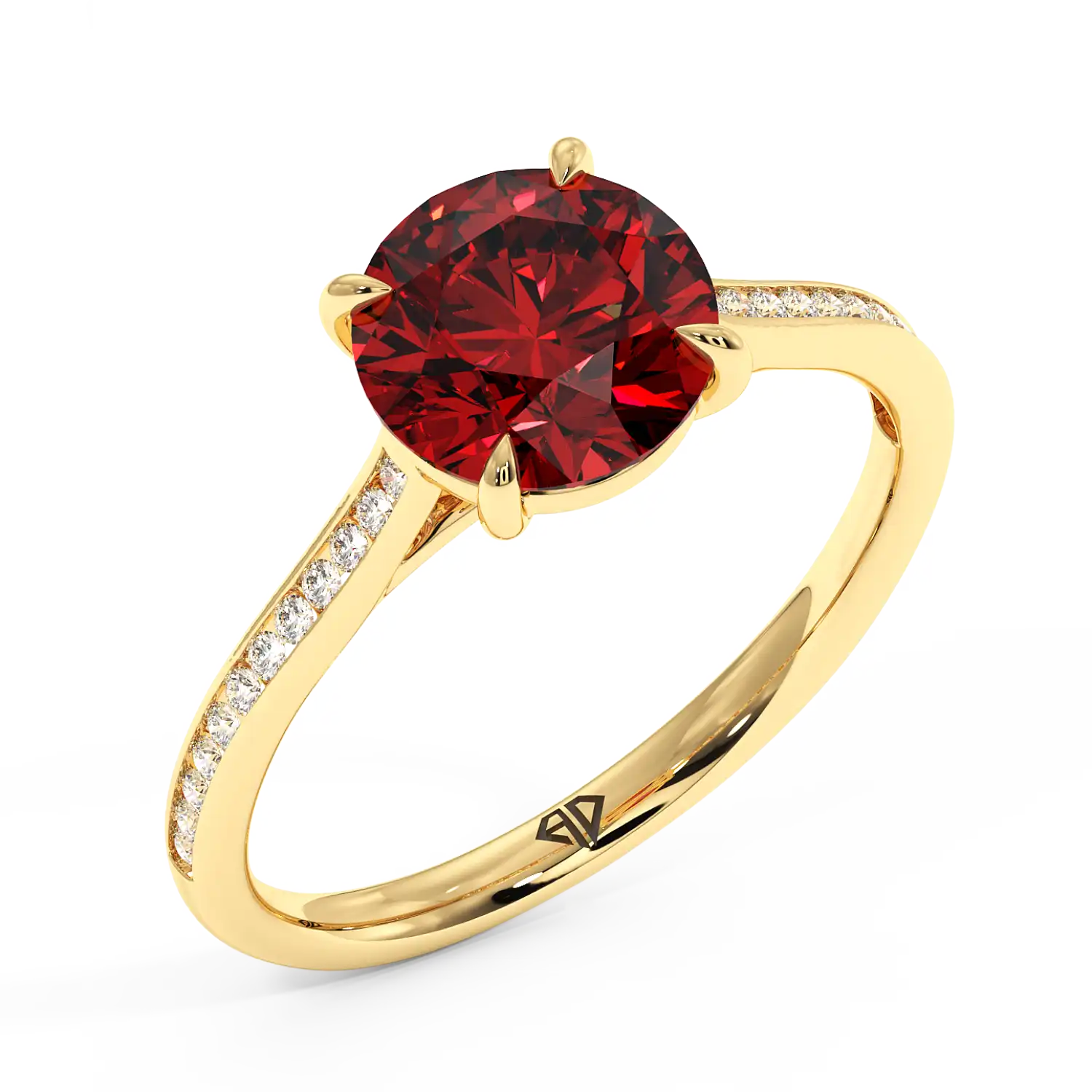 18K Yellow Gold Poppy Channel Engagement Ring