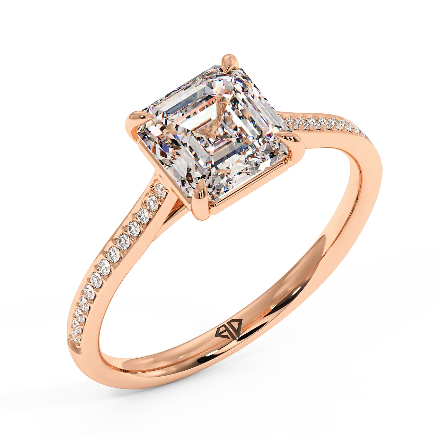 18K Rose Gold Poppy Pave Engagement Ring