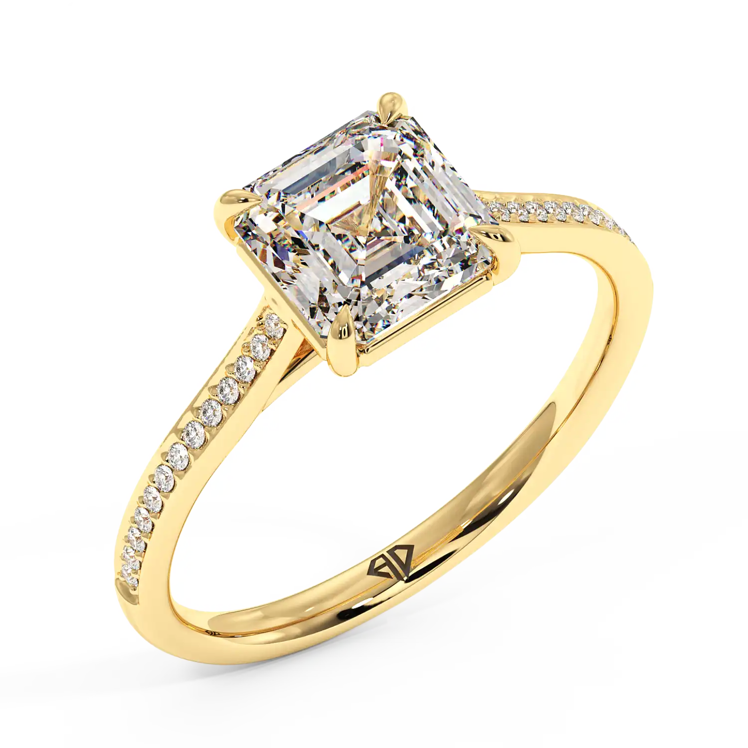 18K Yellow Gold Poppy Pave Engagement Ring