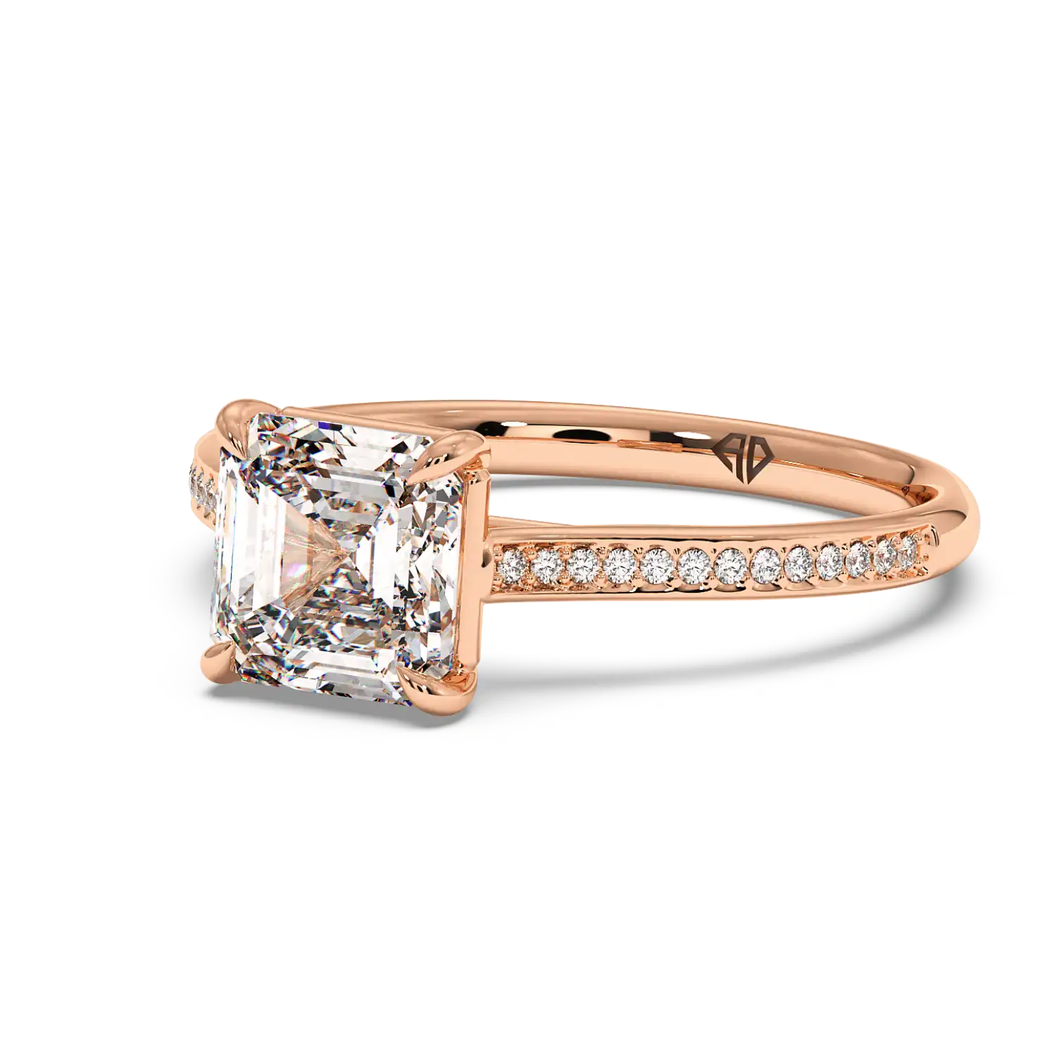 18K Rose Gold Poppy Pave Engagement Ring