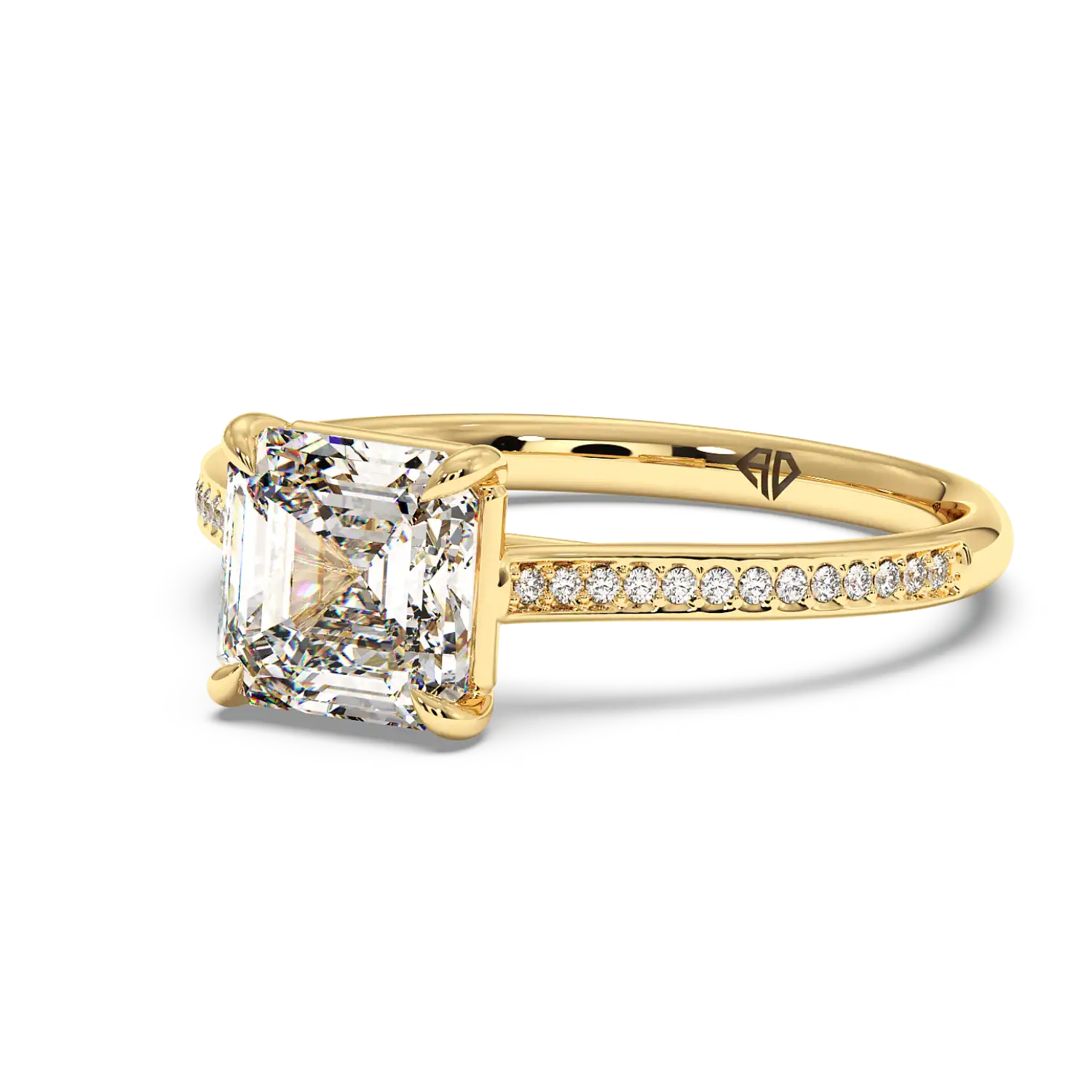 18K Yellow Gold Poppy Pave Engagement Ring