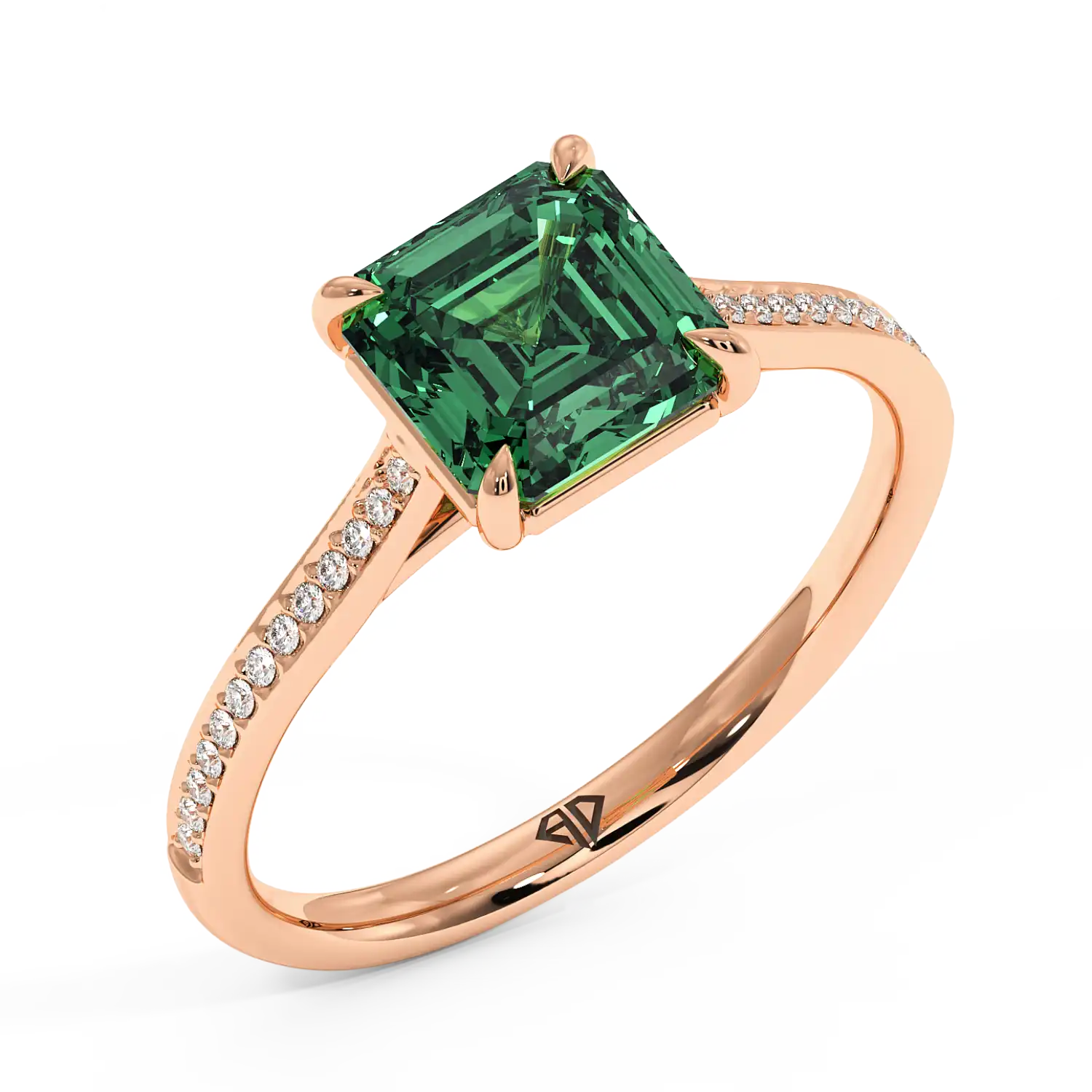 18K Rose Gold Poppy Pave Engagement Ring