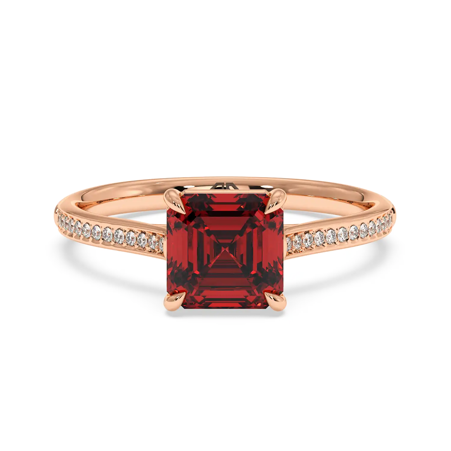 18K Rose Gold Poppy Pave Engagement Ring