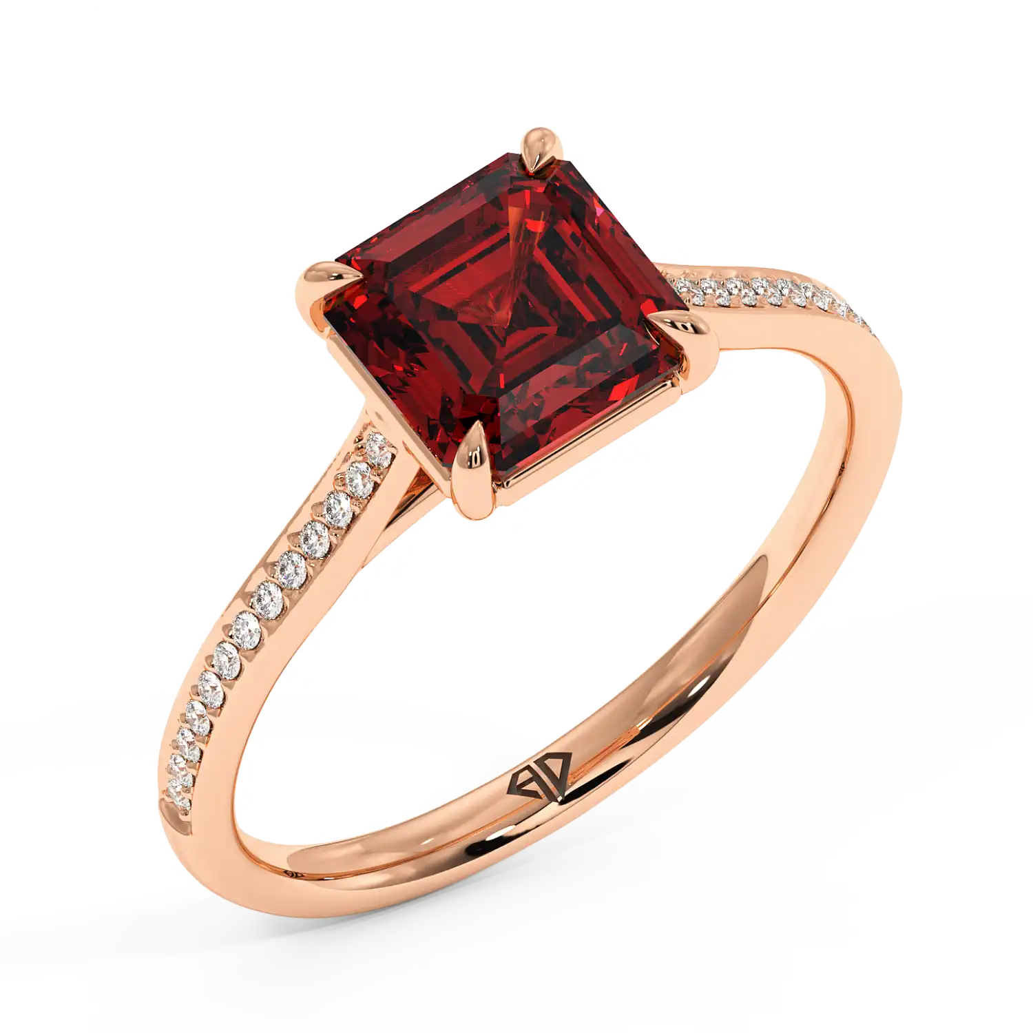 18K Rose Gold Poppy Pave Engagement Ring