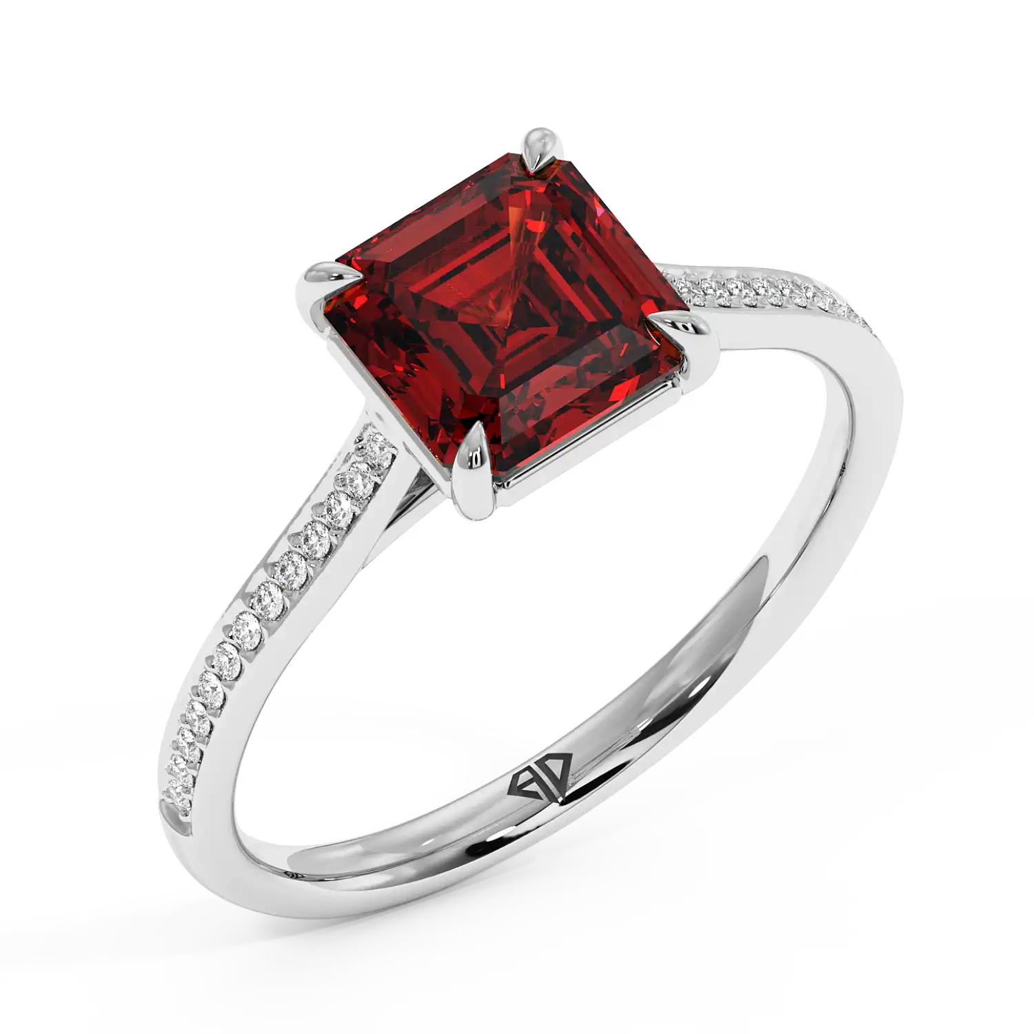 18K White Gold Poppy Pave Engagement Ring