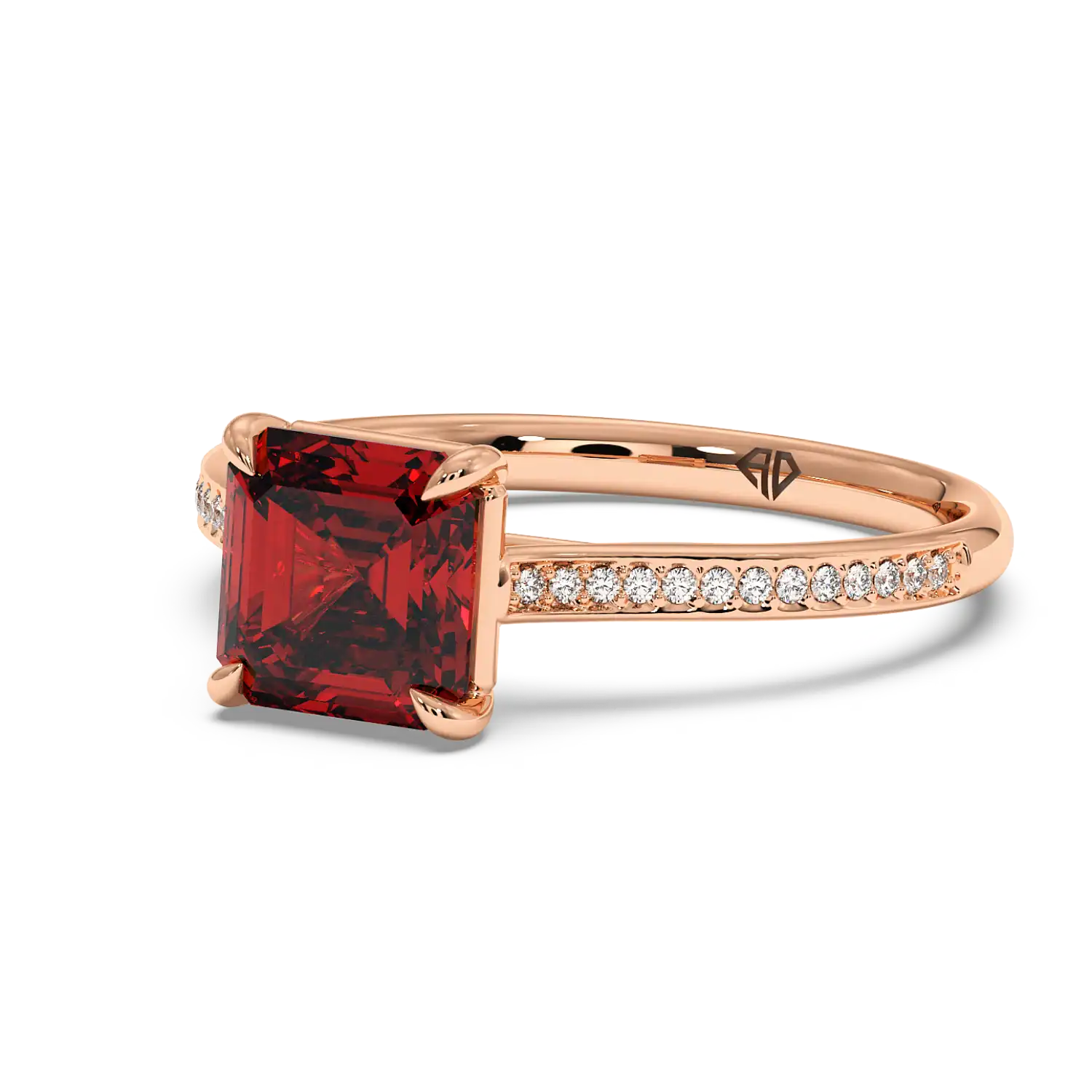 18K Rose Gold Poppy Pave Engagement Ring