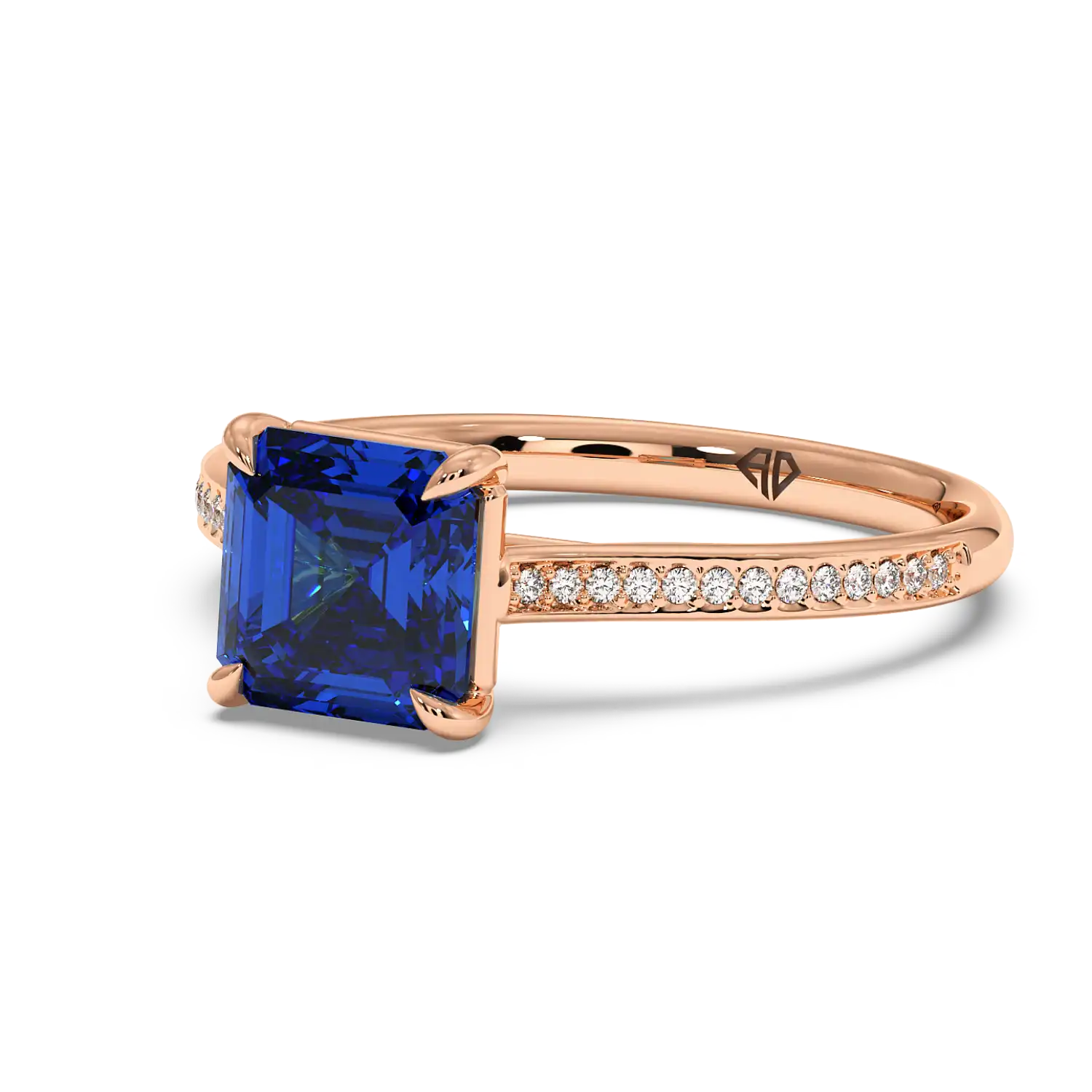 18K Rose Gold Poppy Pave Engagement Ring