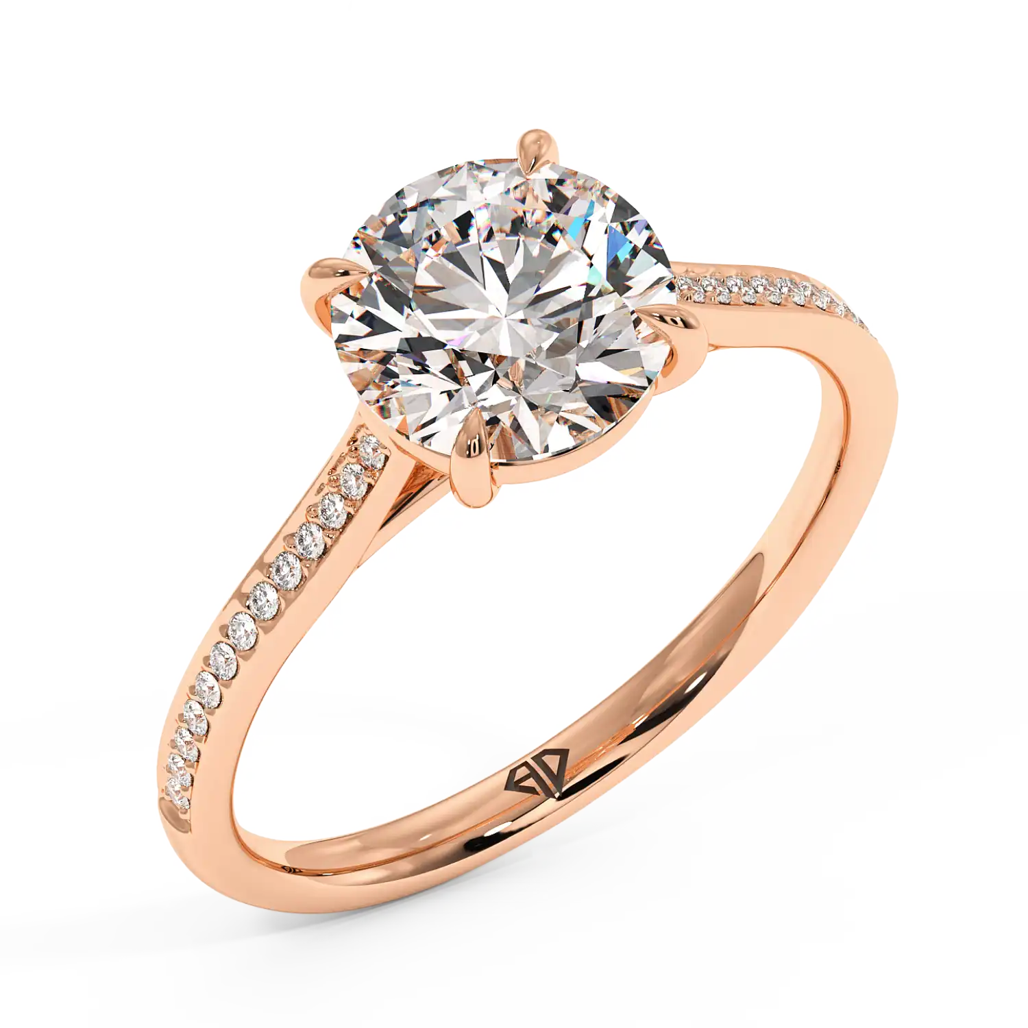 18K Rose Gold Poppy Pave Engagement Ring