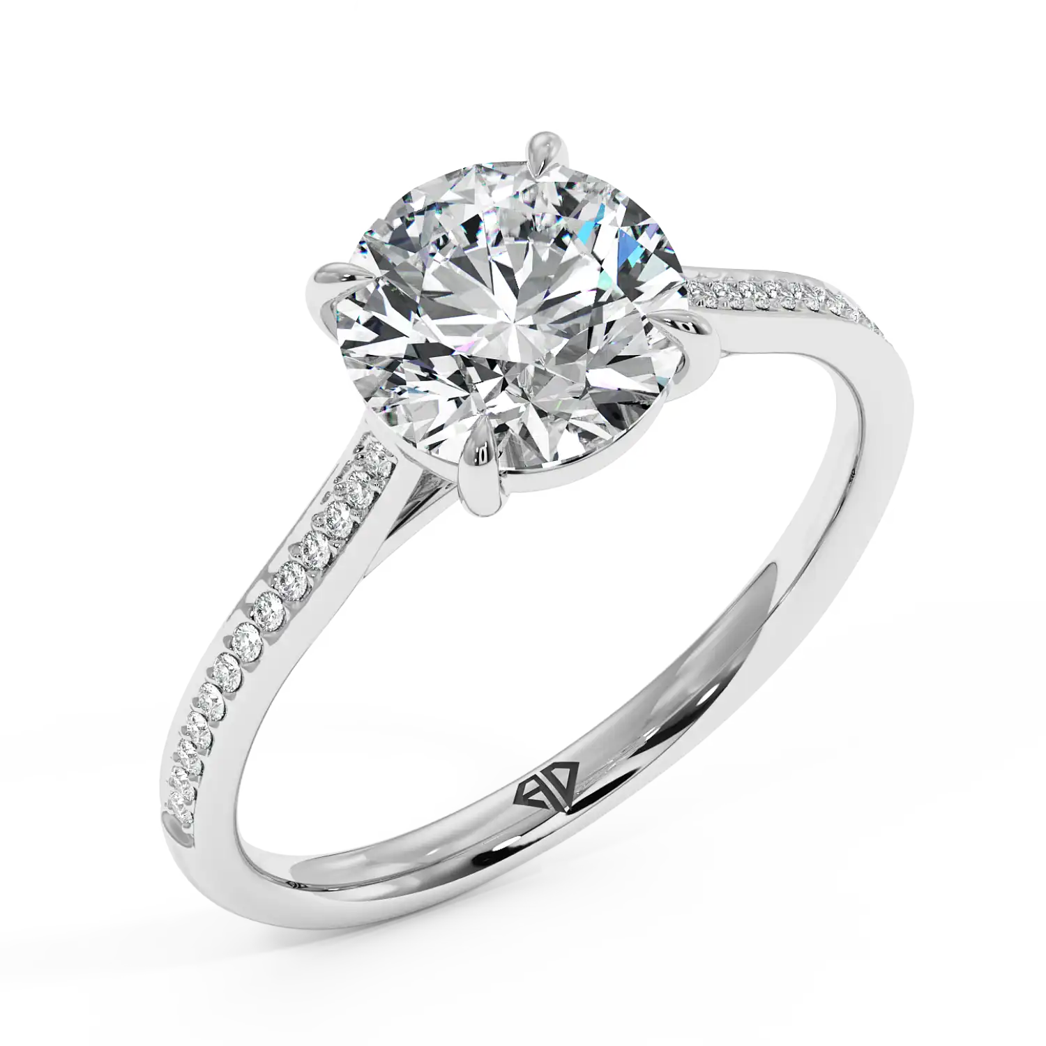 18K White Gold Poppy Pave Engagement Ring