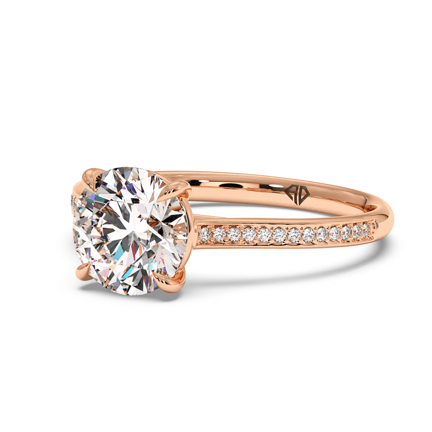 18K Rose Gold Poppy Pave Engagement Ring