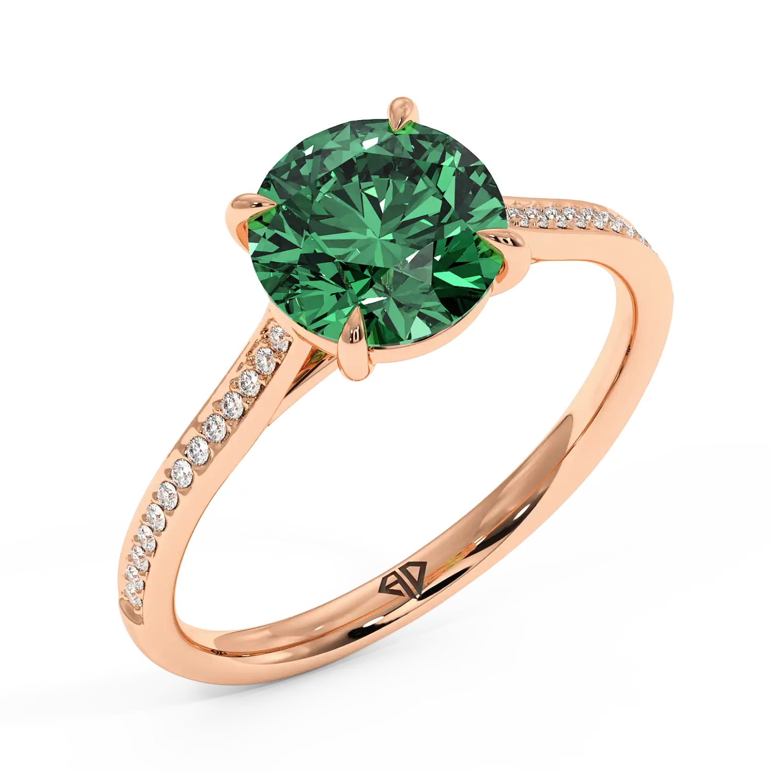 18K Rose Gold Poppy Pave Engagement Ring