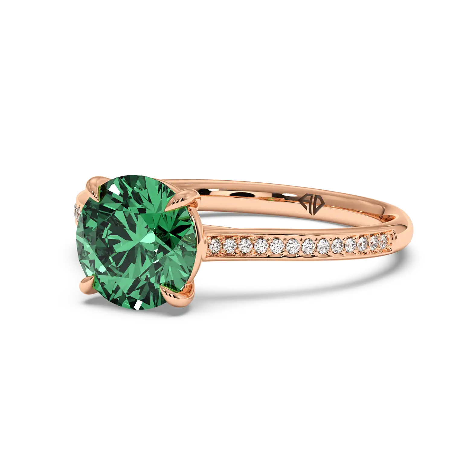 18K Rose Gold Poppy Pave Engagement Ring