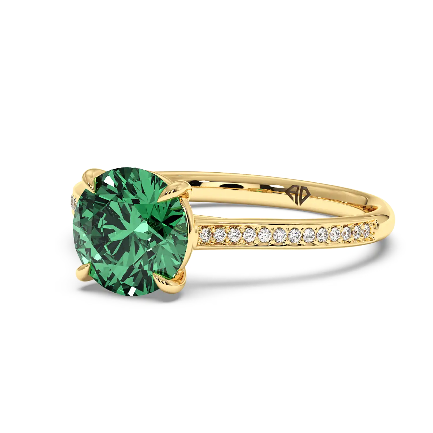 18K Yellow Gold Poppy Pave Engagement Ring