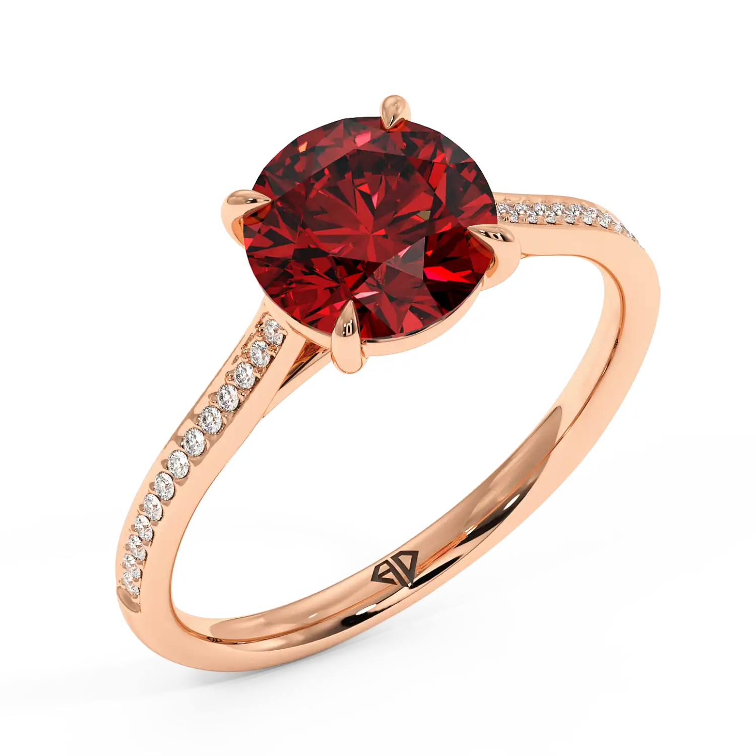 18K Rose Gold Poppy Pave Engagement Ring