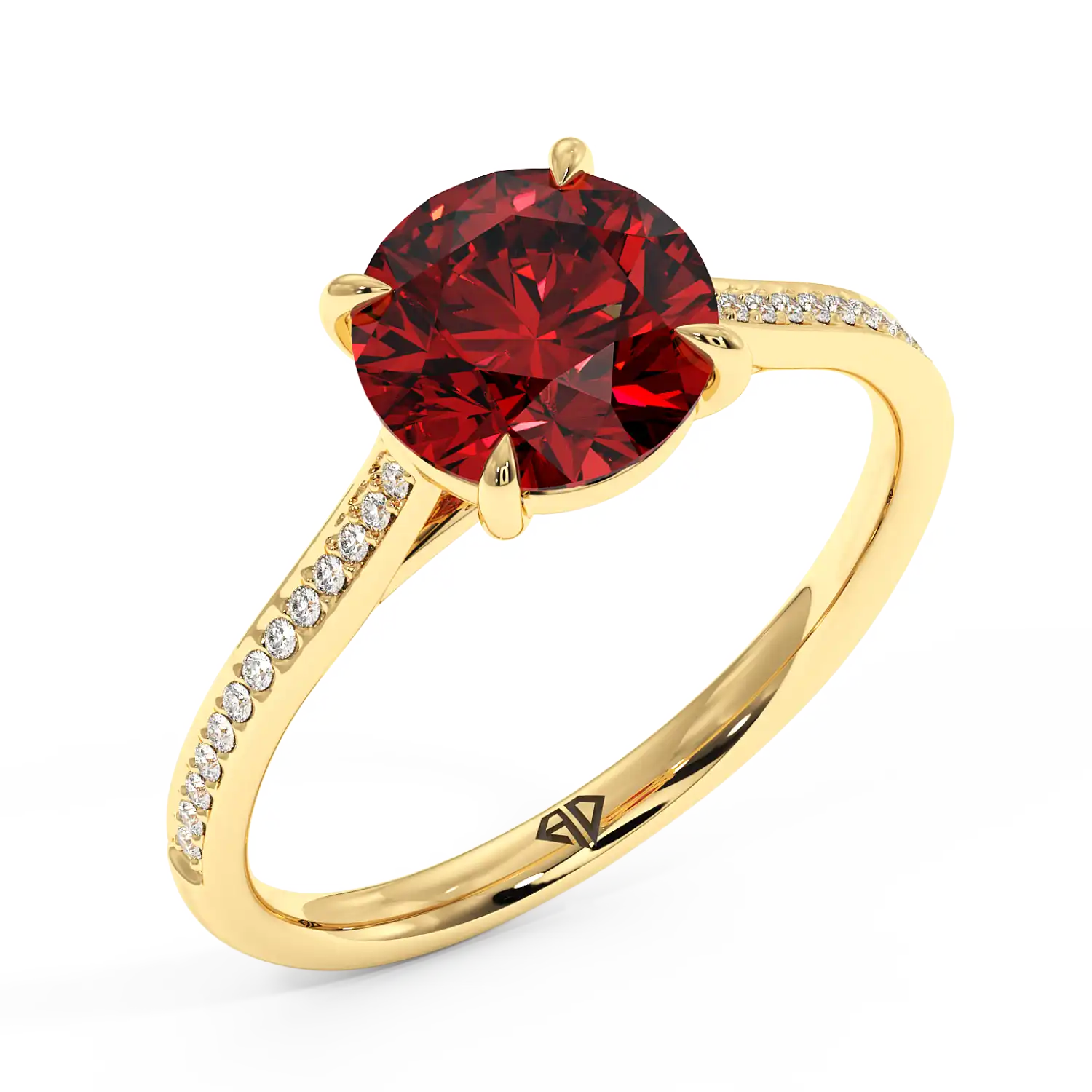 18K Yellow Gold Poppy Pave Engagement Ring