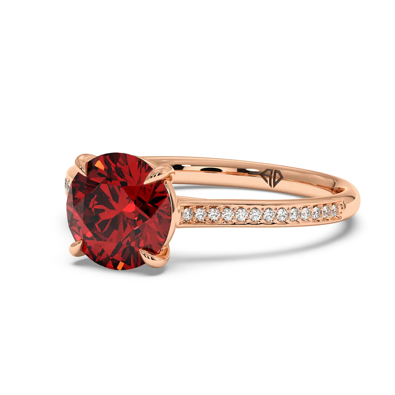 18K Rose Gold Poppy Pave Engagement Ring