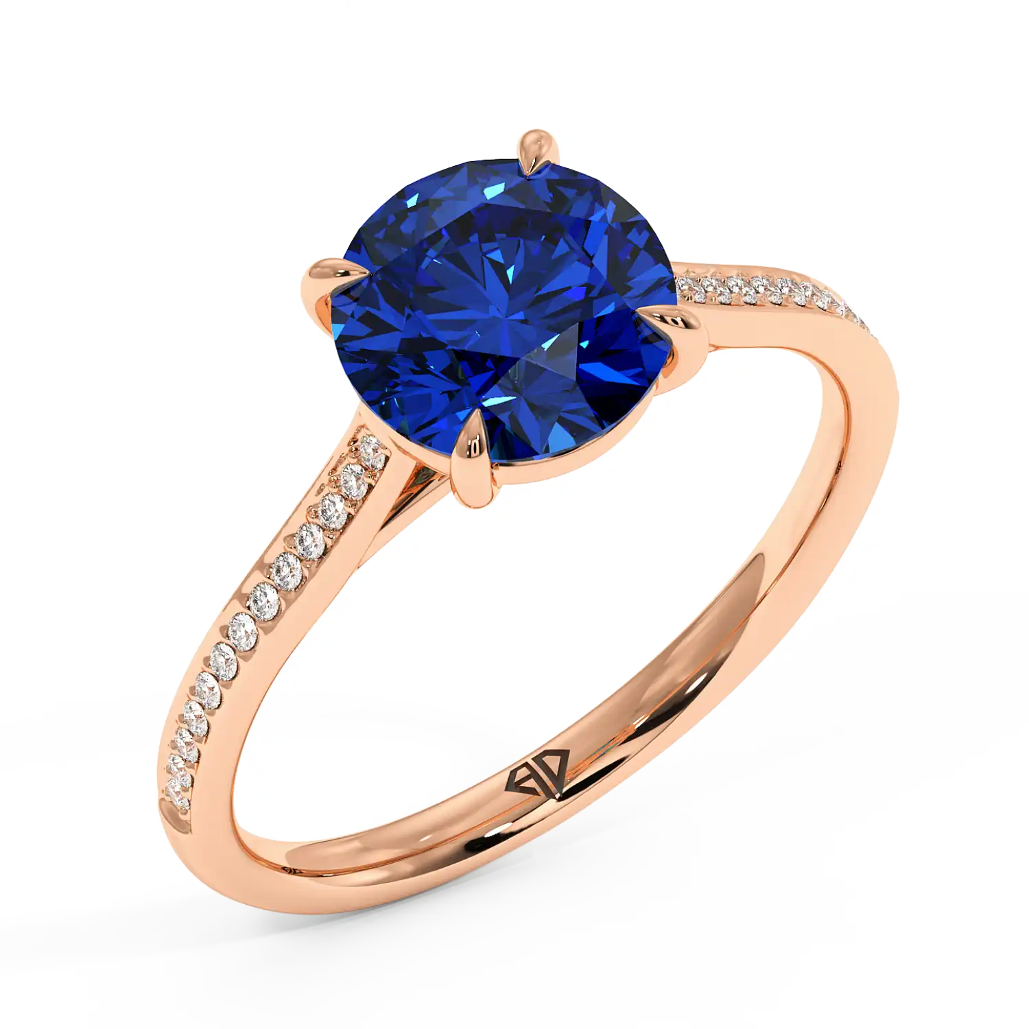 18K Rose Gold Poppy Pave Engagement Ring