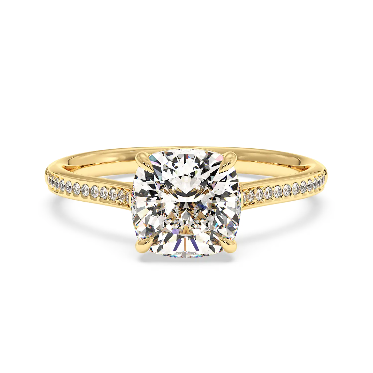 18K Yellow Gold Poppy Pave Engagement Ring