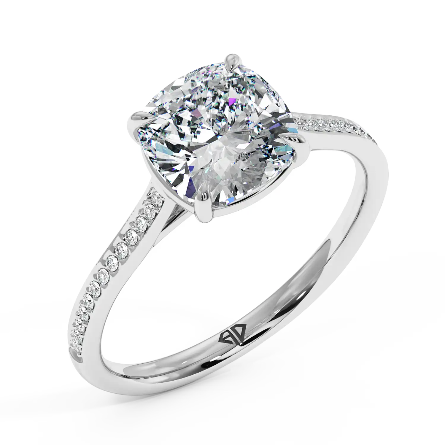 Platinum Poppy Pave Engagement Ring