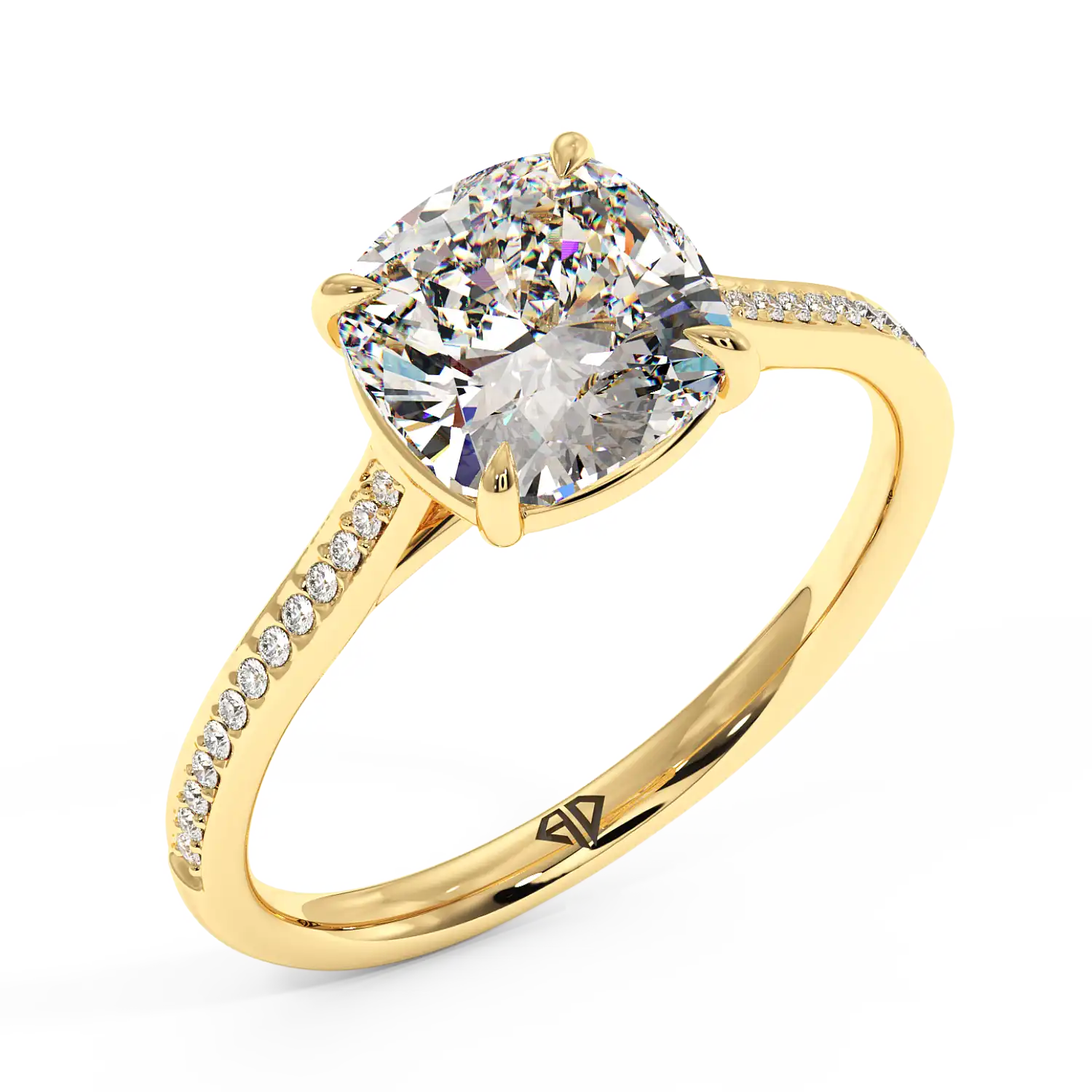 18K Yellow Gold Poppy Pave Engagement Ring