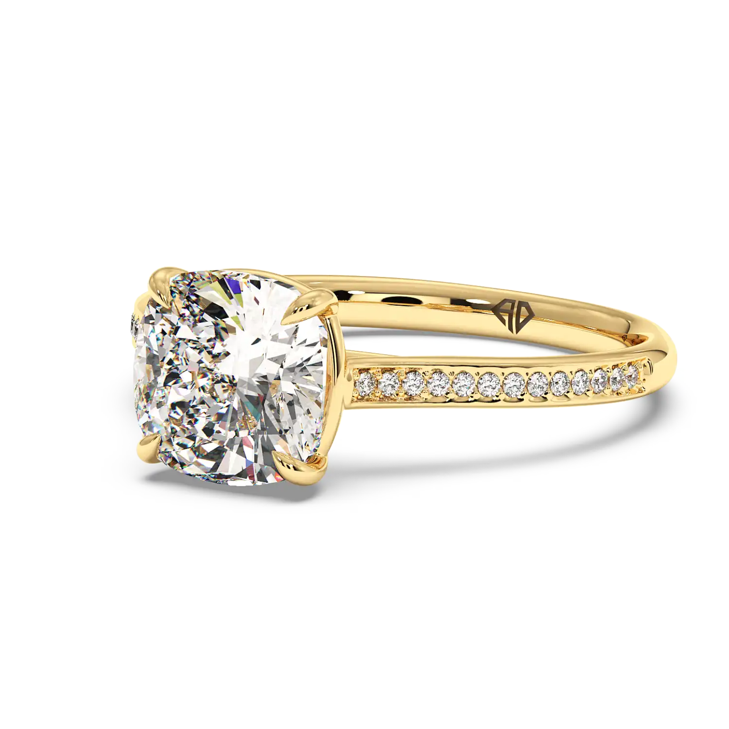 18K Yellow Gold Poppy Pave Engagement Ring