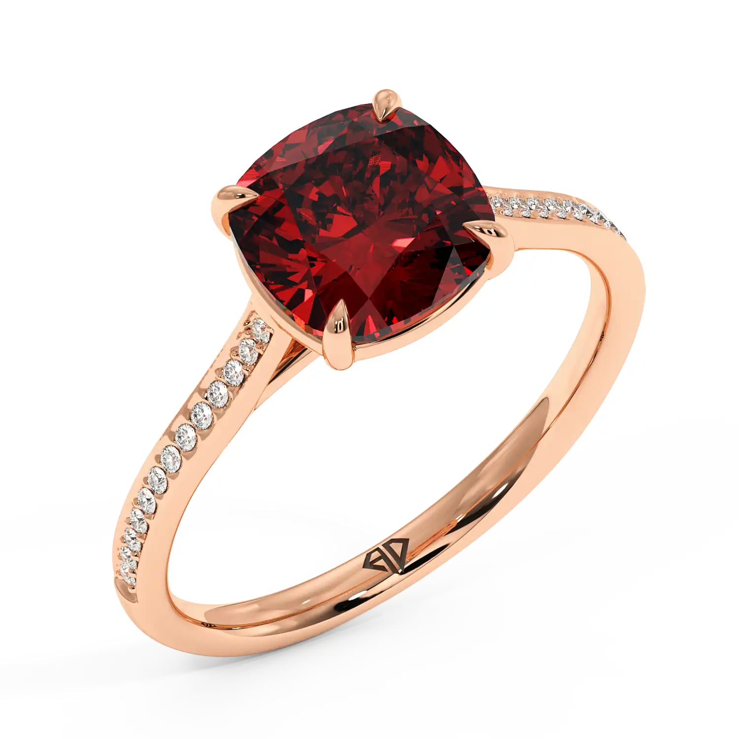18K Rose Gold Poppy Pave Engagement Ring