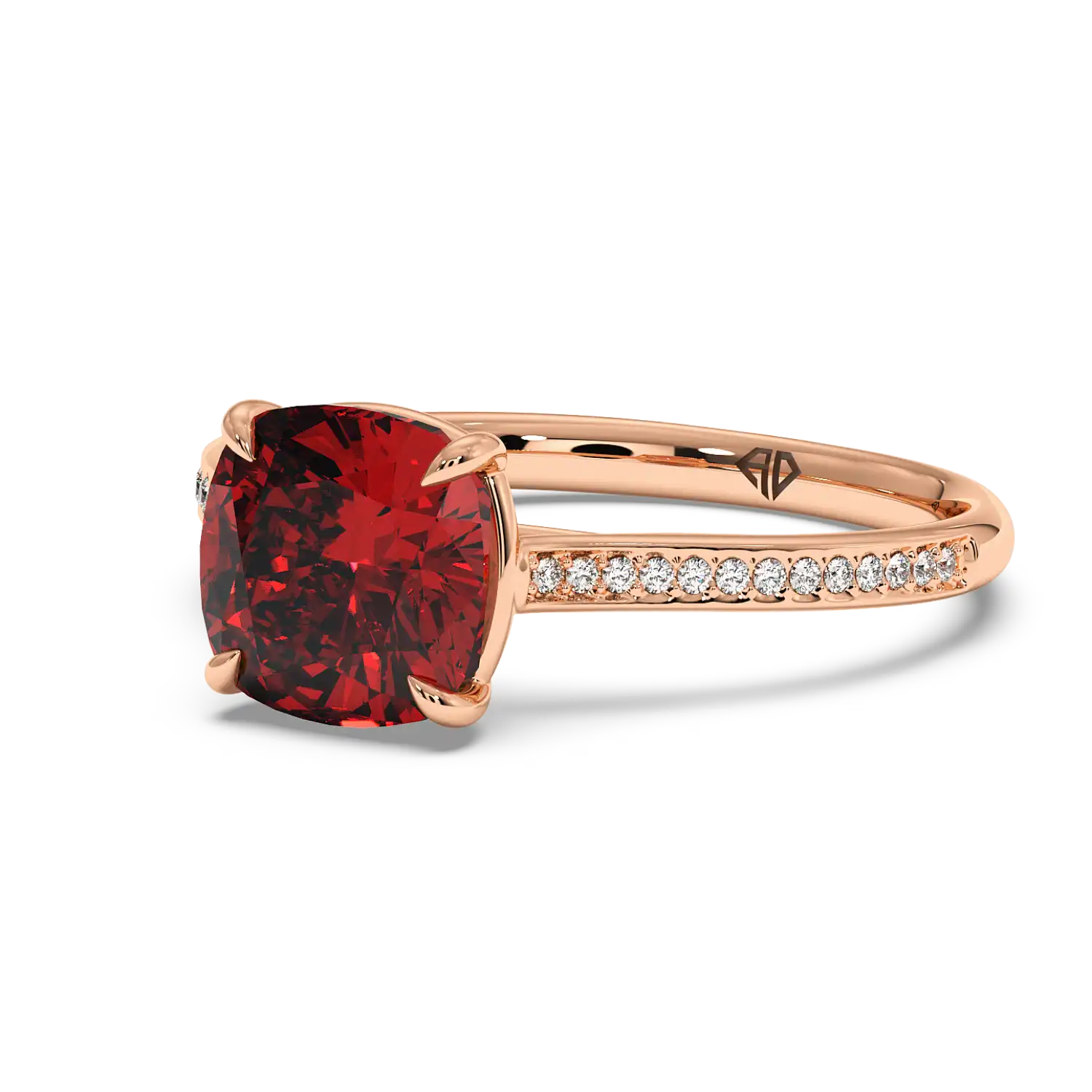 18K Rose Gold Poppy Pave Engagement Ring