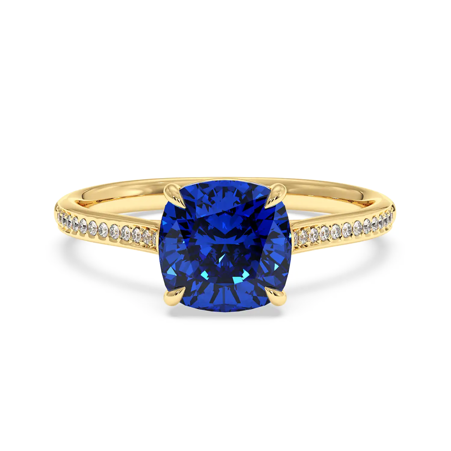 18K Yellow Gold Poppy Pave Engagement Ring