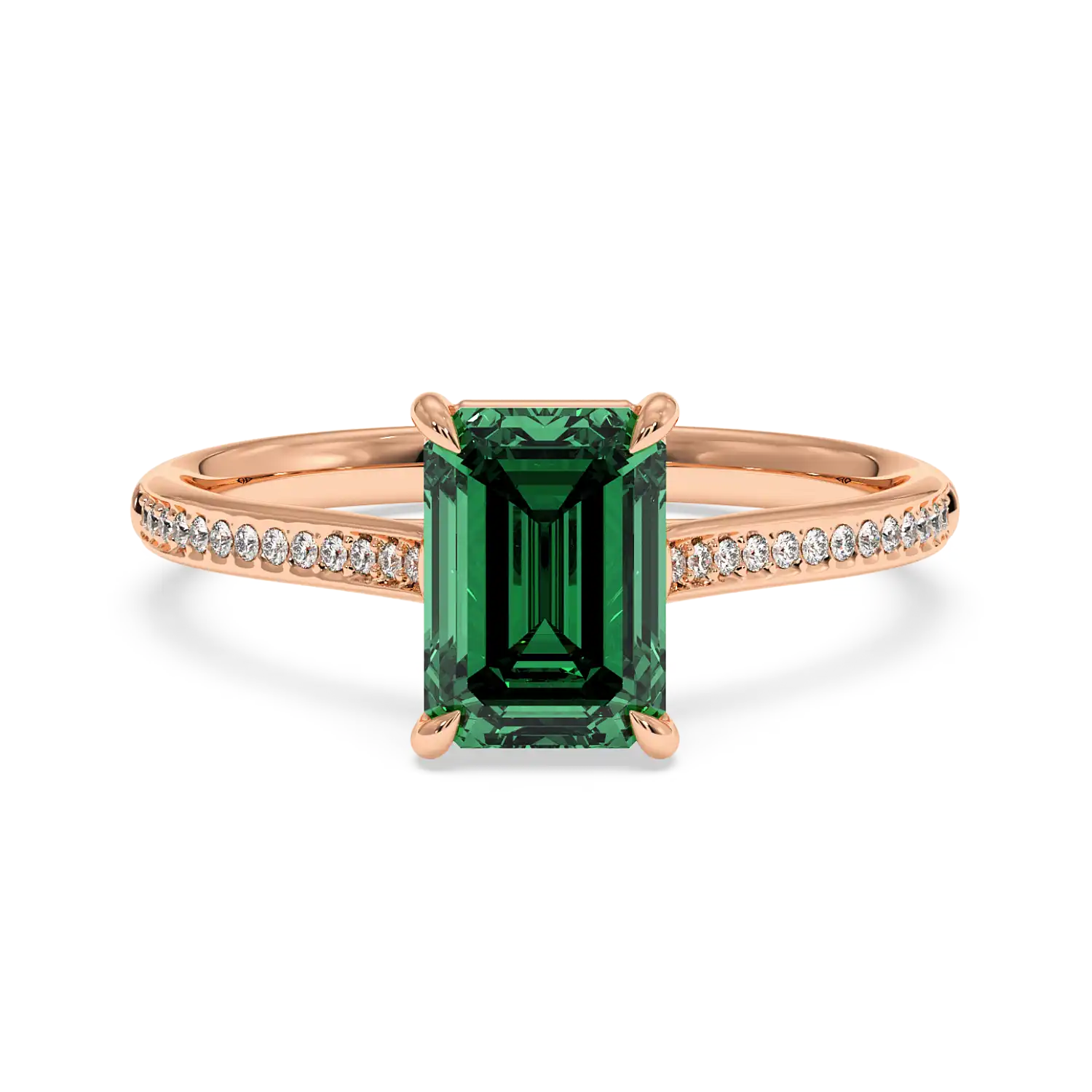 18K Rose Gold Poppy Pave Engagement Ring