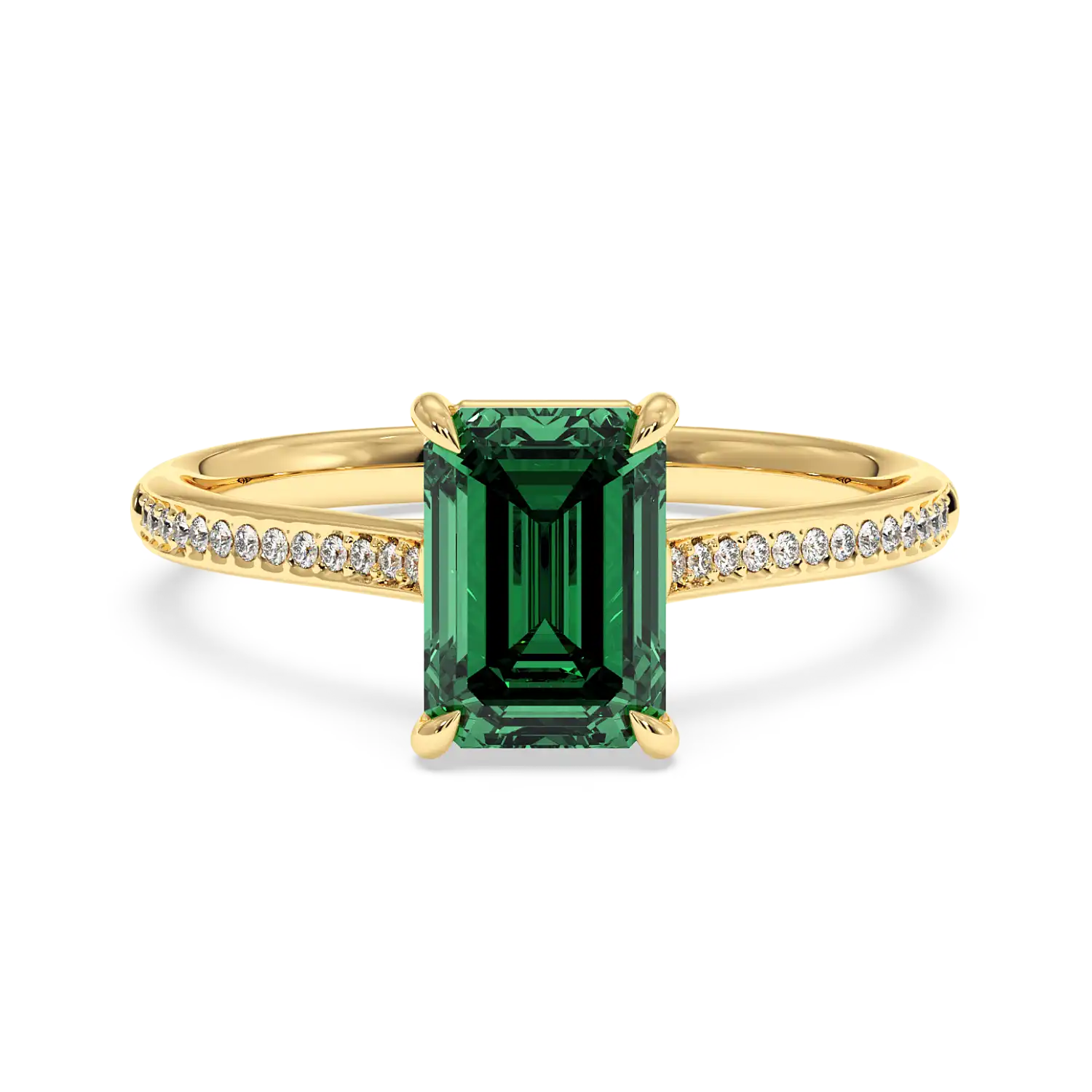 18K Yellow Gold Poppy Pave Engagement Ring