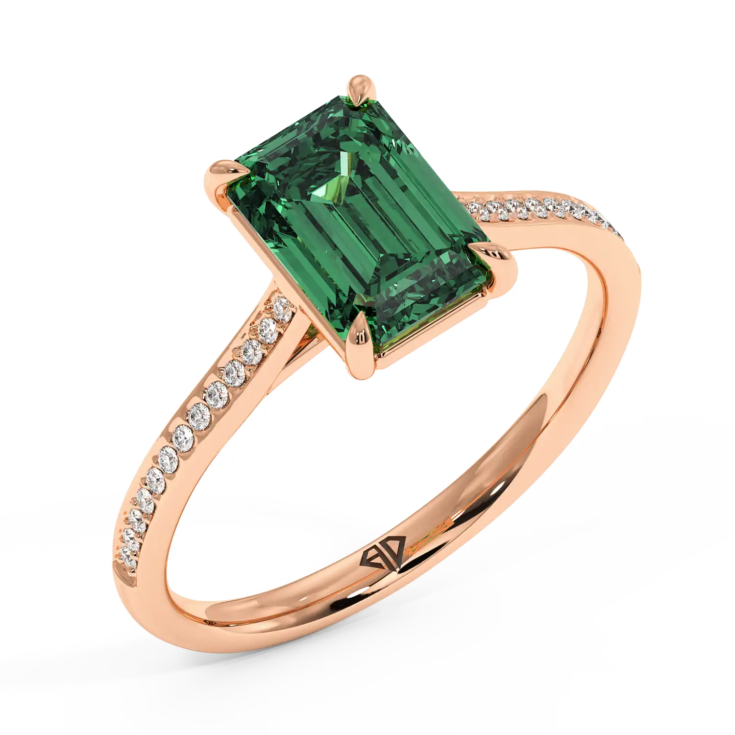 18K Rose Gold Poppy Pave Engagement Ring