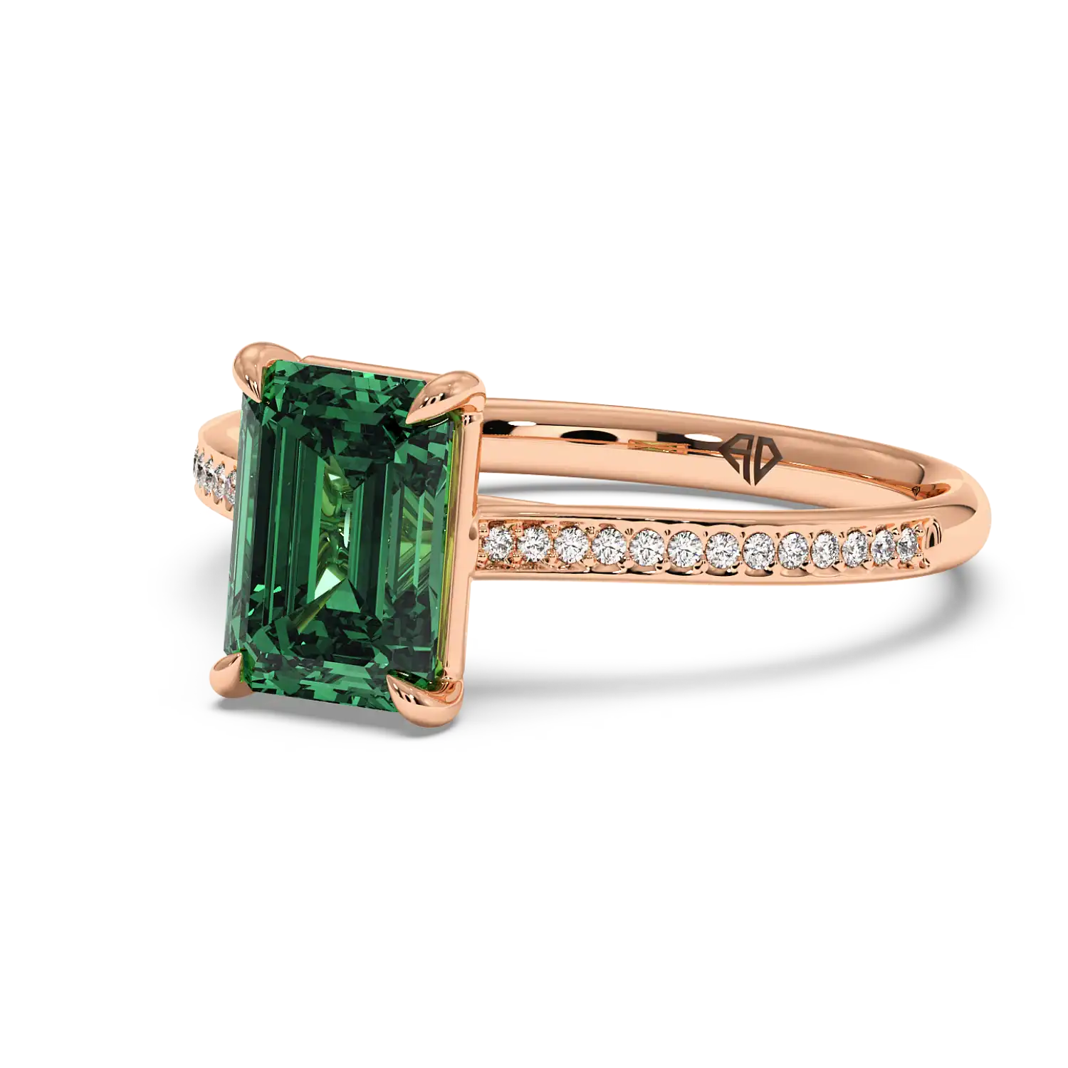 18K Rose Gold Poppy Pave Engagement Ring