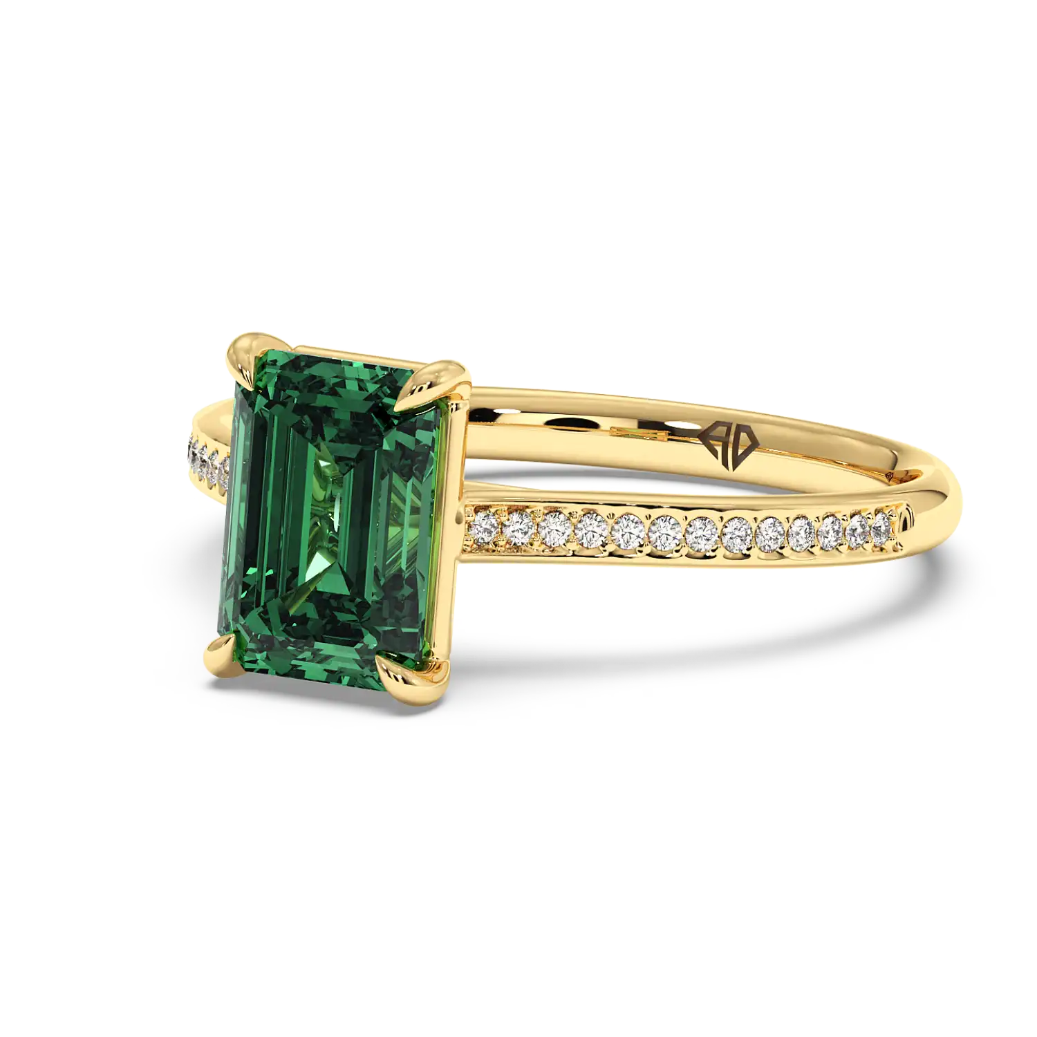 18K Yellow Gold Poppy Pave Engagement Ring