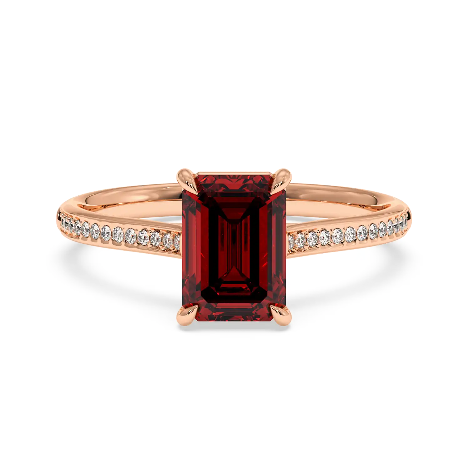 18K Rose Gold Poppy Pave Engagement Ring