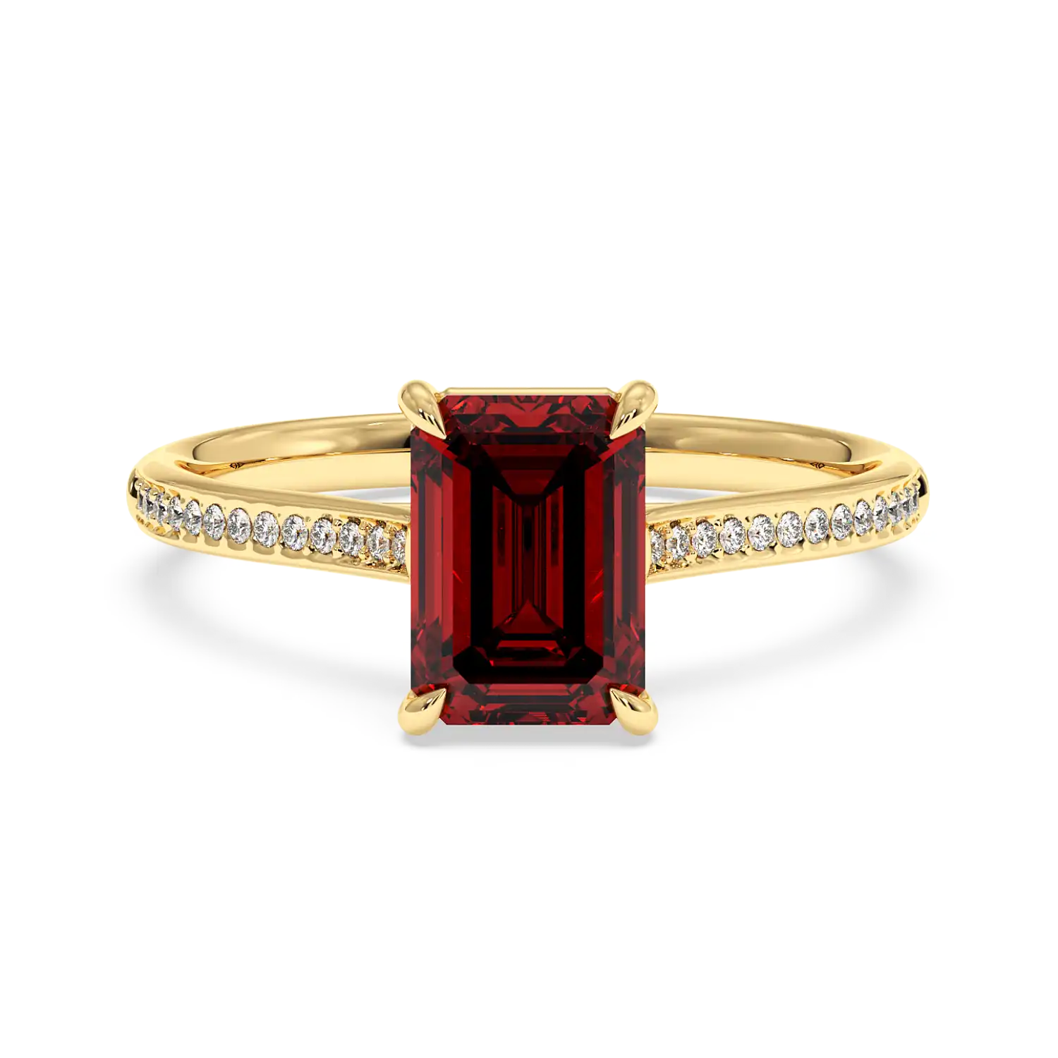 18K Yellow Gold Poppy Pave Engagement Ring