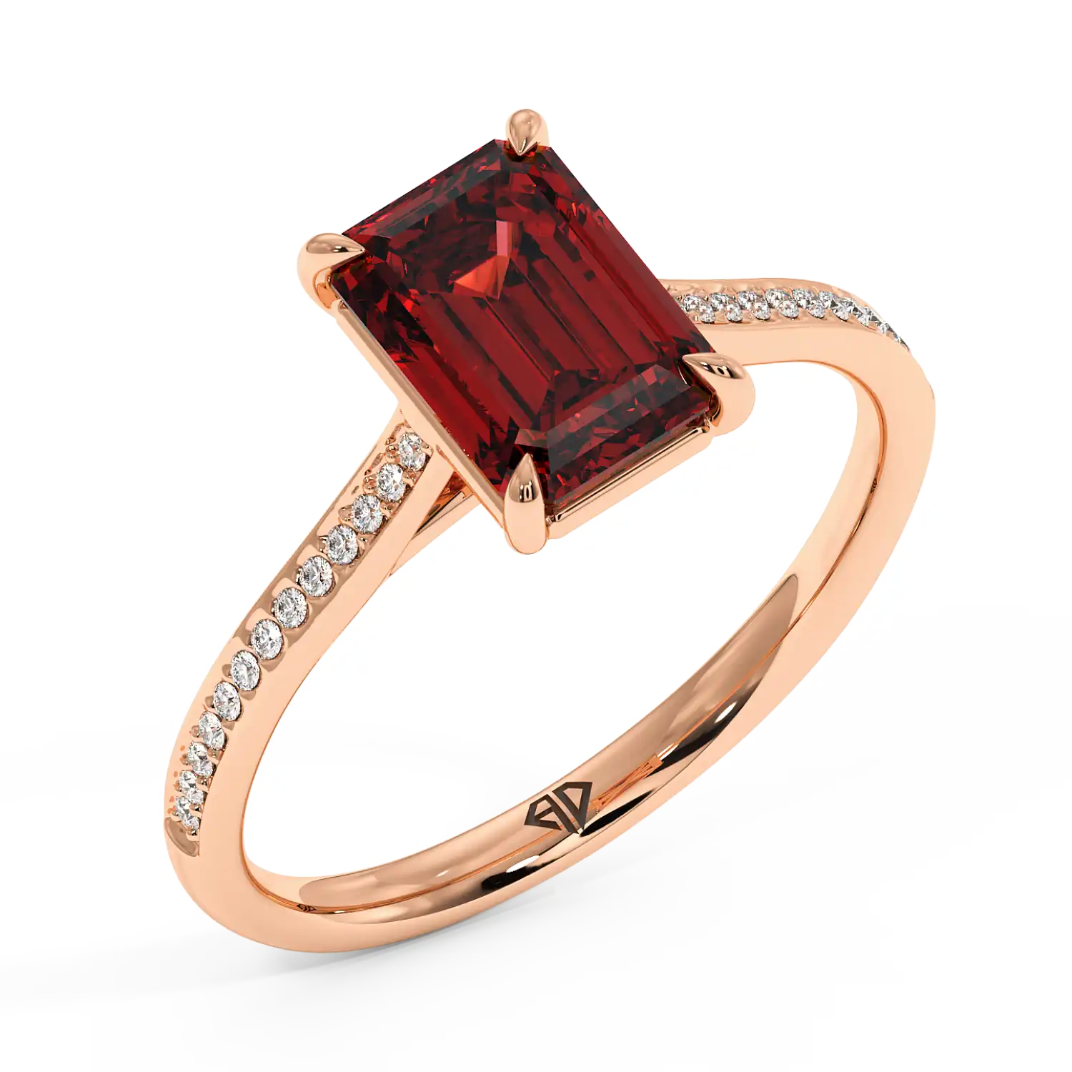 18K Rose Gold Poppy Pave Engagement Ring